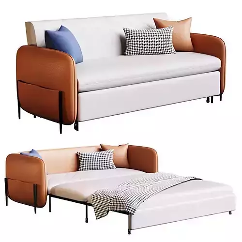 Convertible Sofa Bed Leath-aire