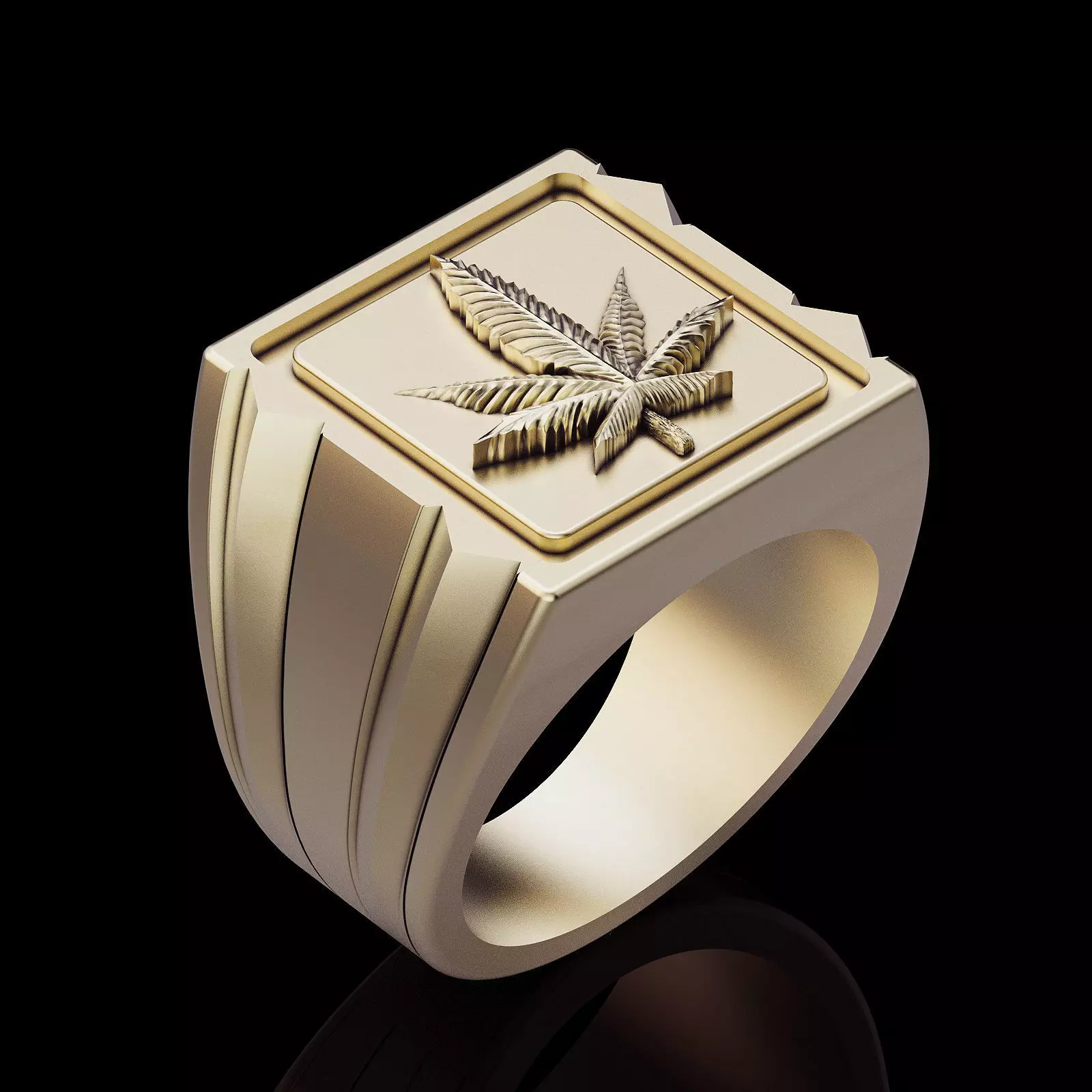 Marijuana ring silver gold printable jewelry 3D model 3D print model