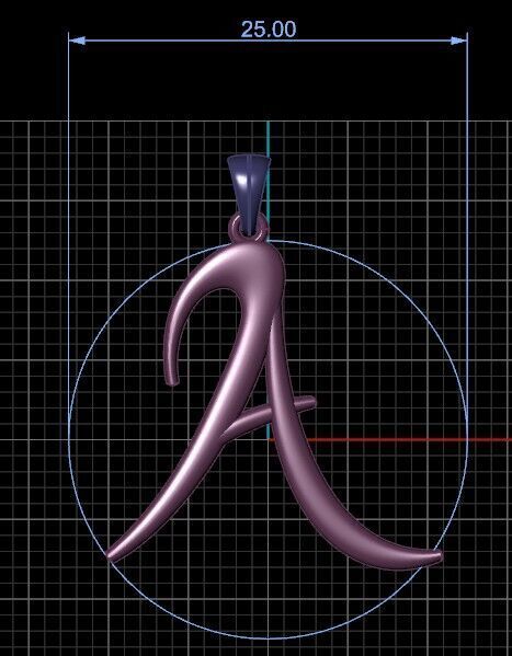 Handwritten Style Personalized Letter Pendant 3D print model_1