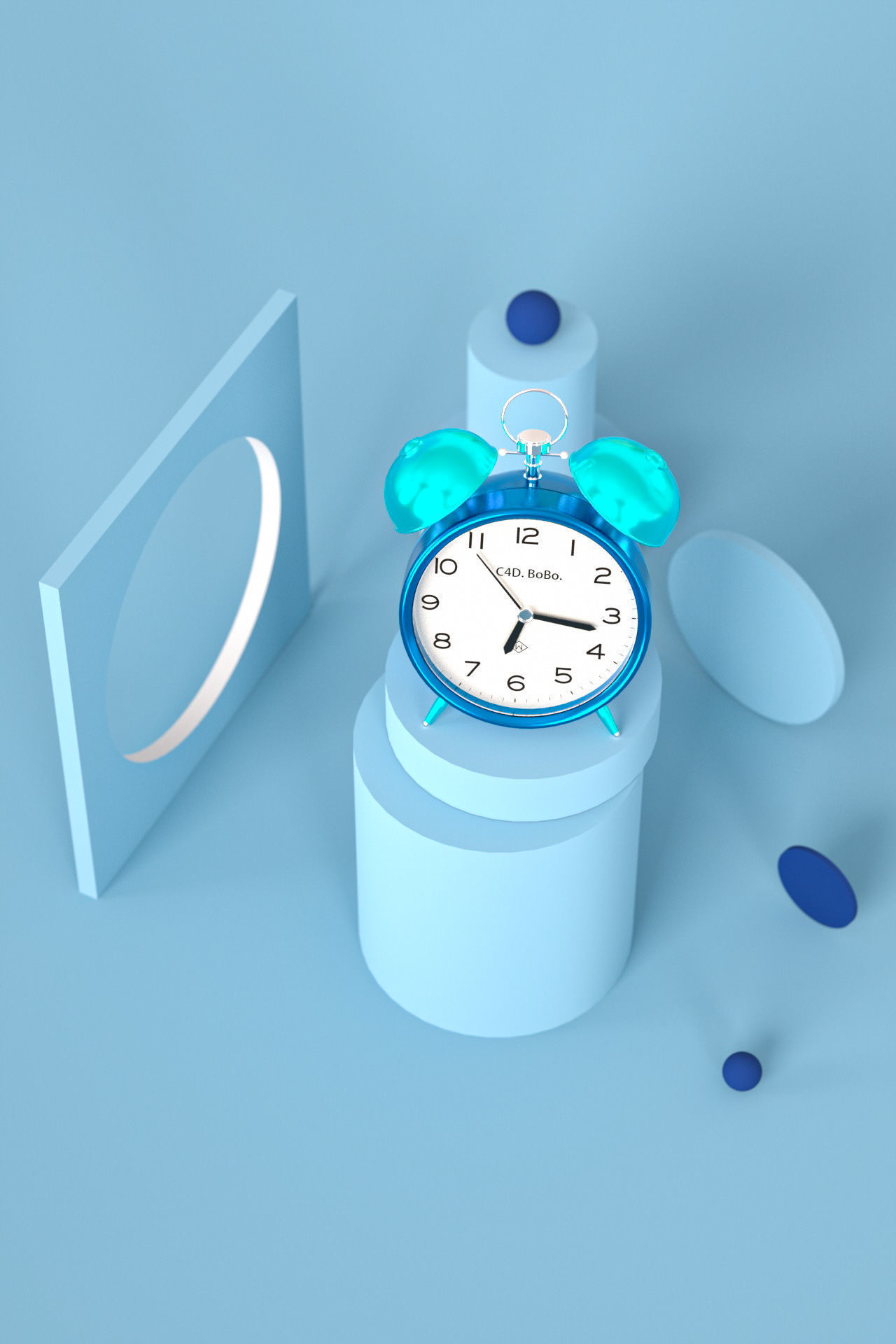 Alarm Clock 3D model with cinema 4d Octane 3D model 3D model_1