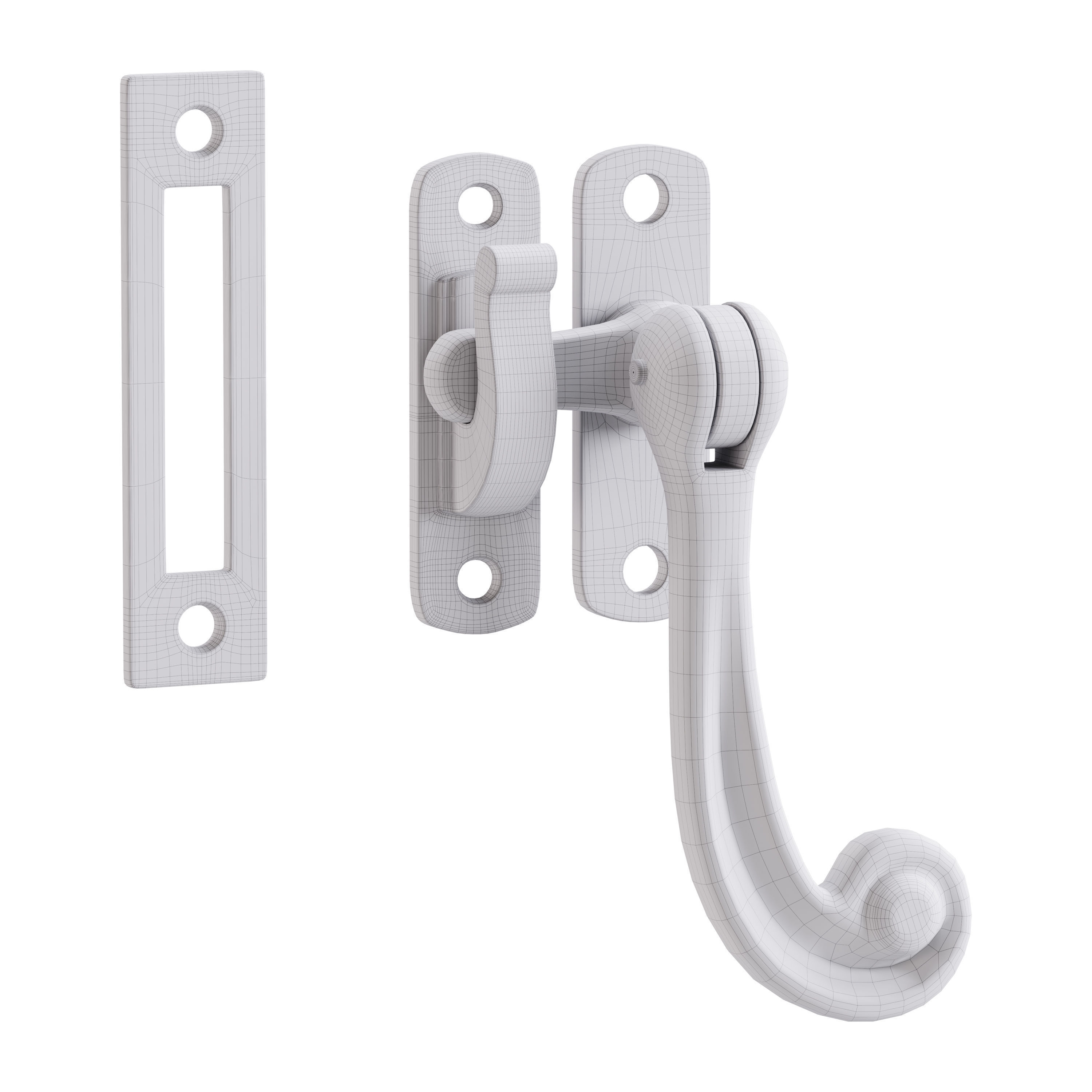 Black Window Sash Door Lock 3D model_13