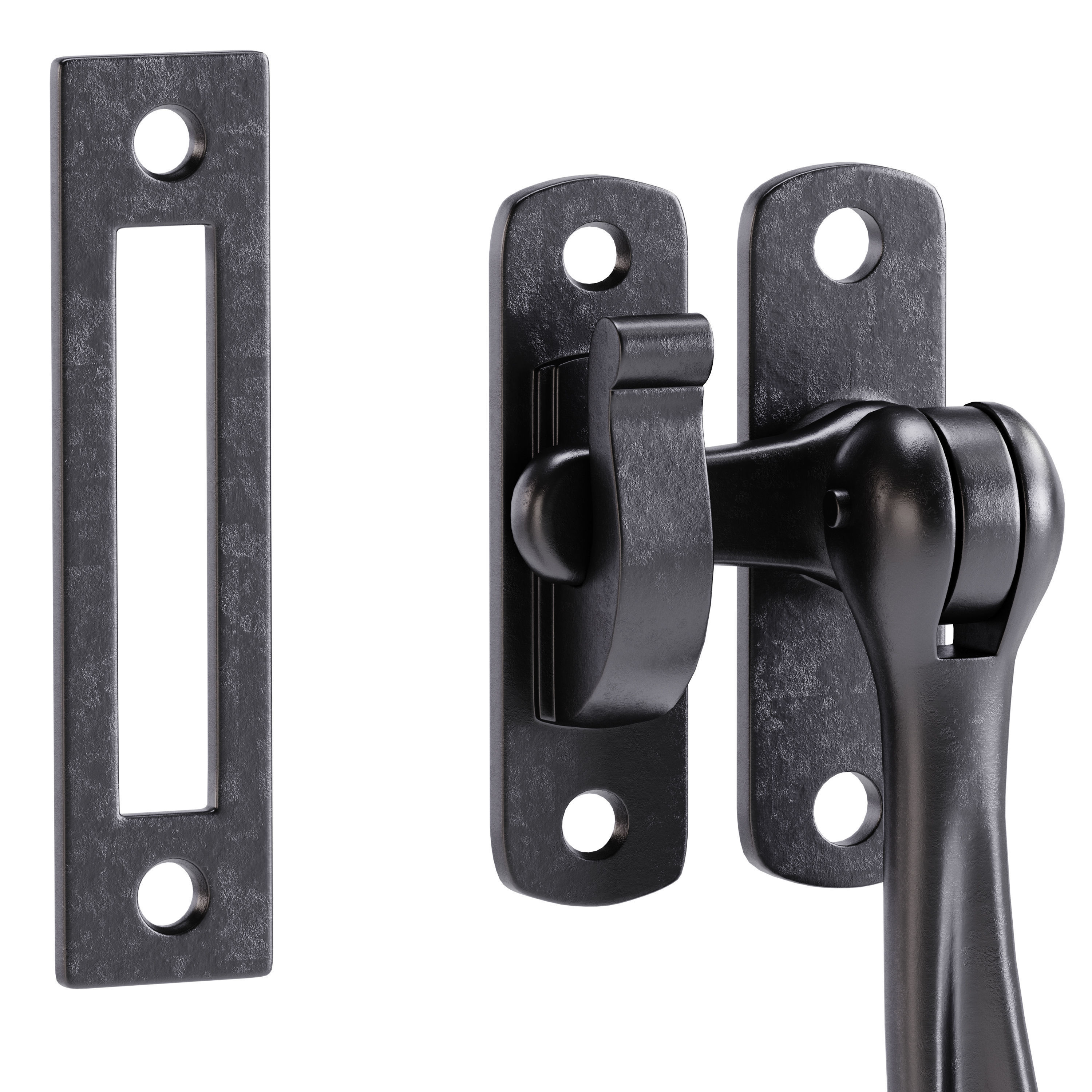 Black Window Sash Door Lock 3D model_5