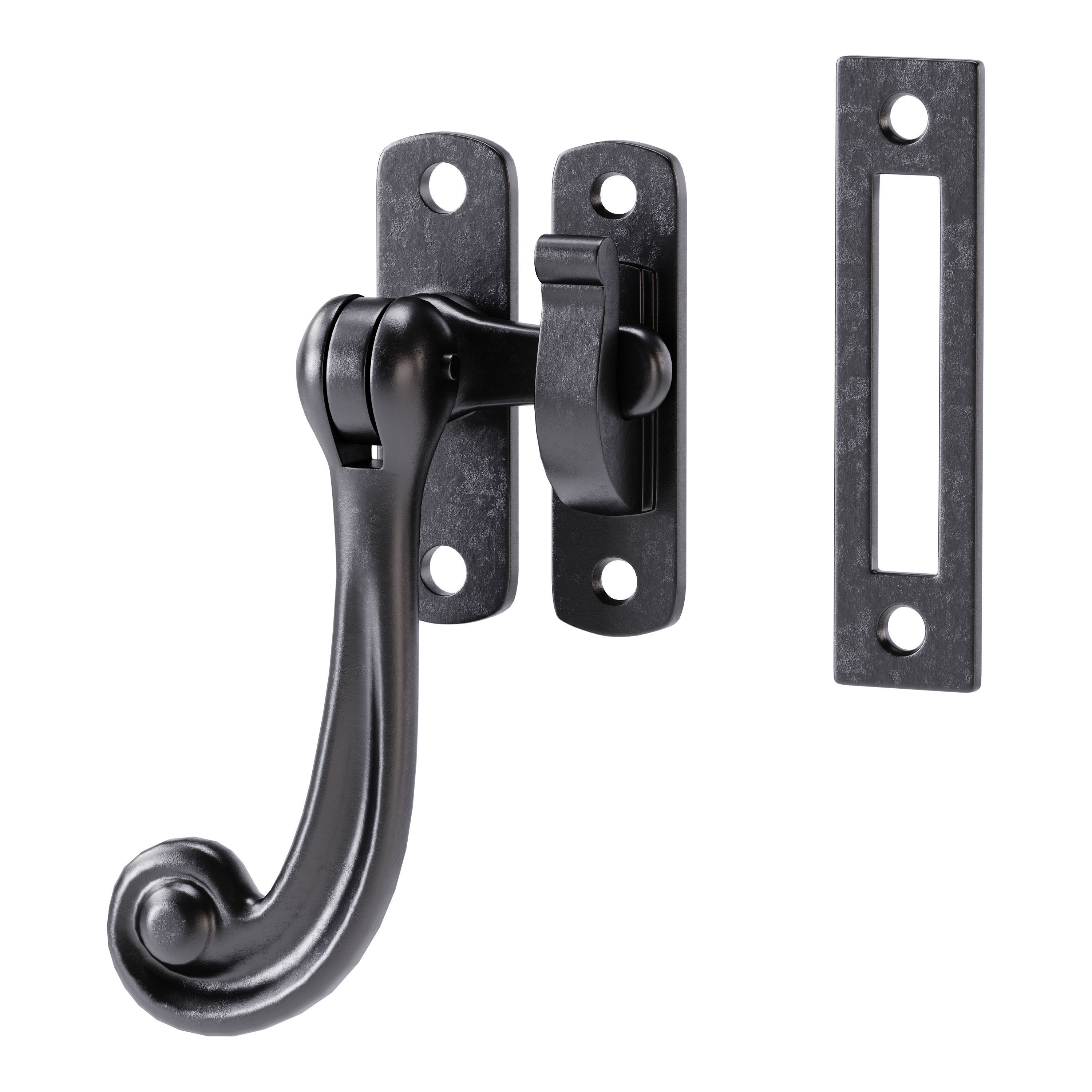 Black Window Sash Door Lock 3D model_1
