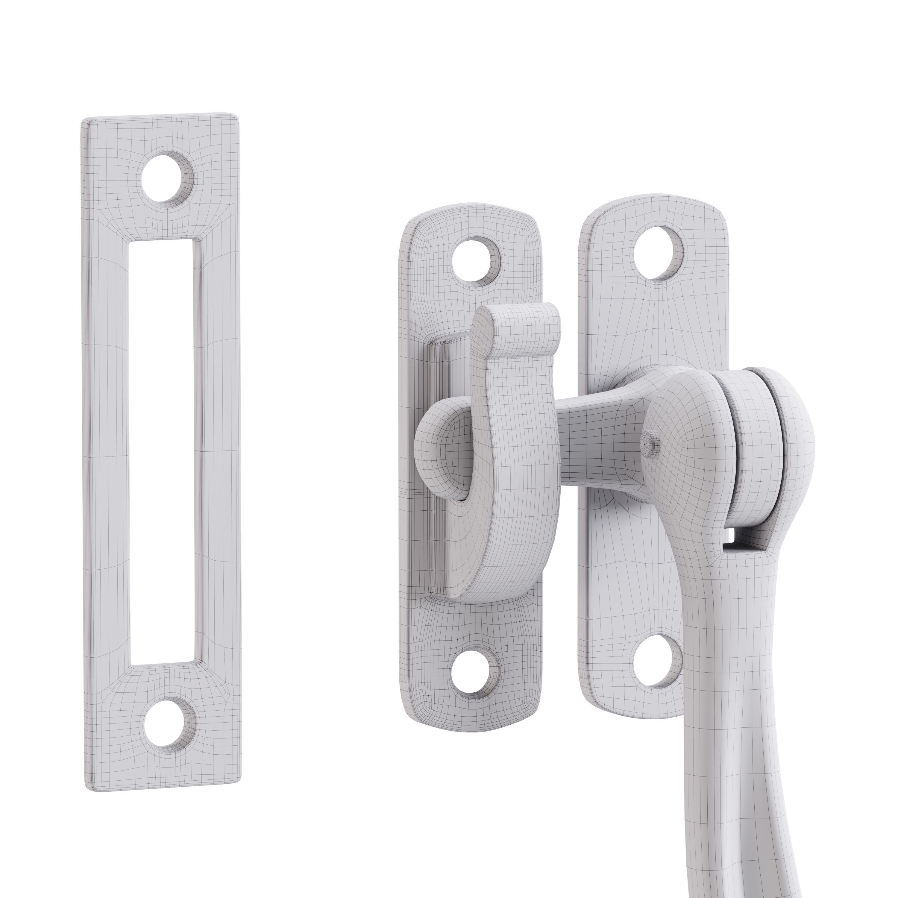 Black Window Sash Door Lock 3D model_14