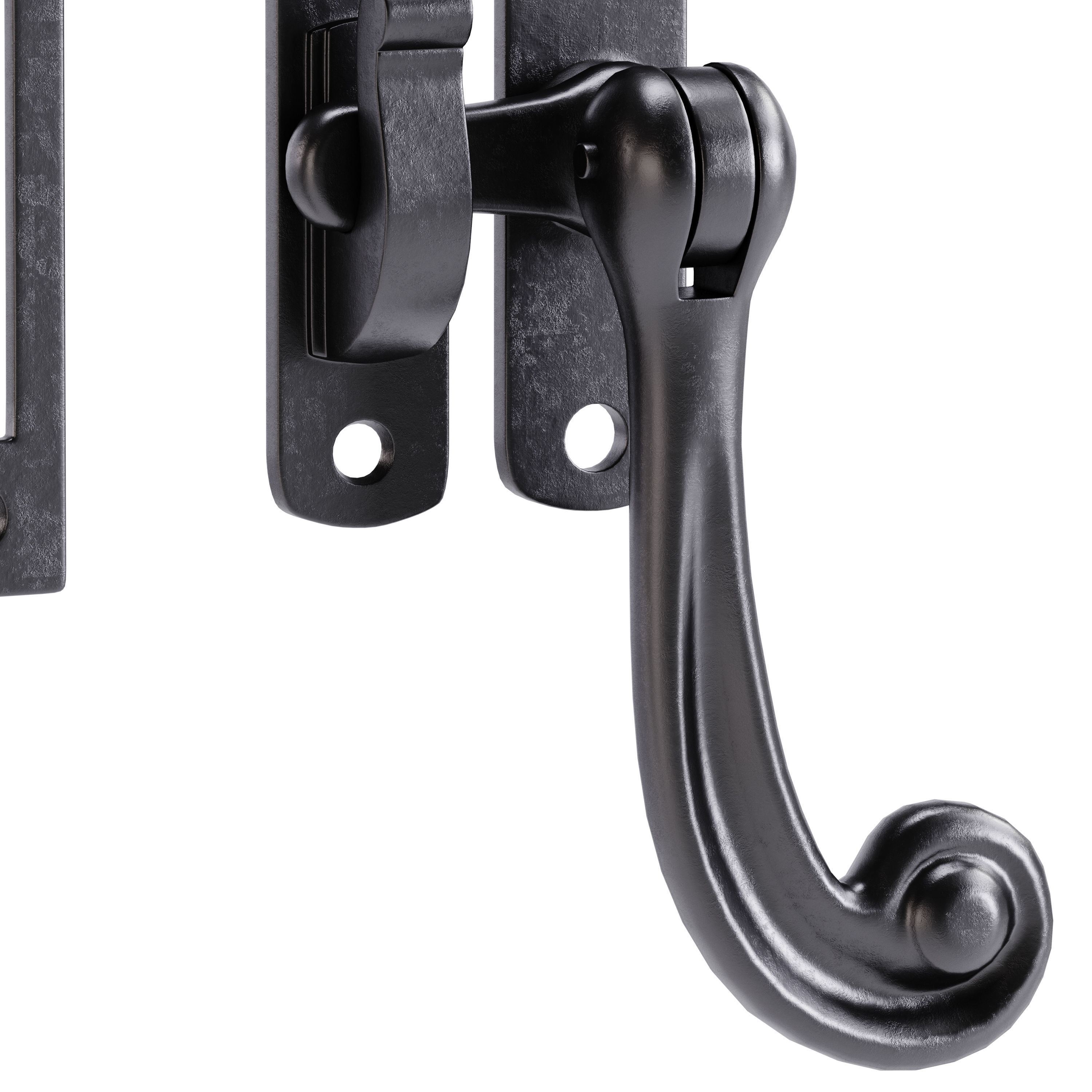 Black Window Sash Door Lock 3D model_3