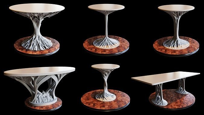 6 Organic Tables designs for CNC and 3D printing 3D print model