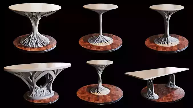 6 Organic Tables designs for CNC and 3D printing