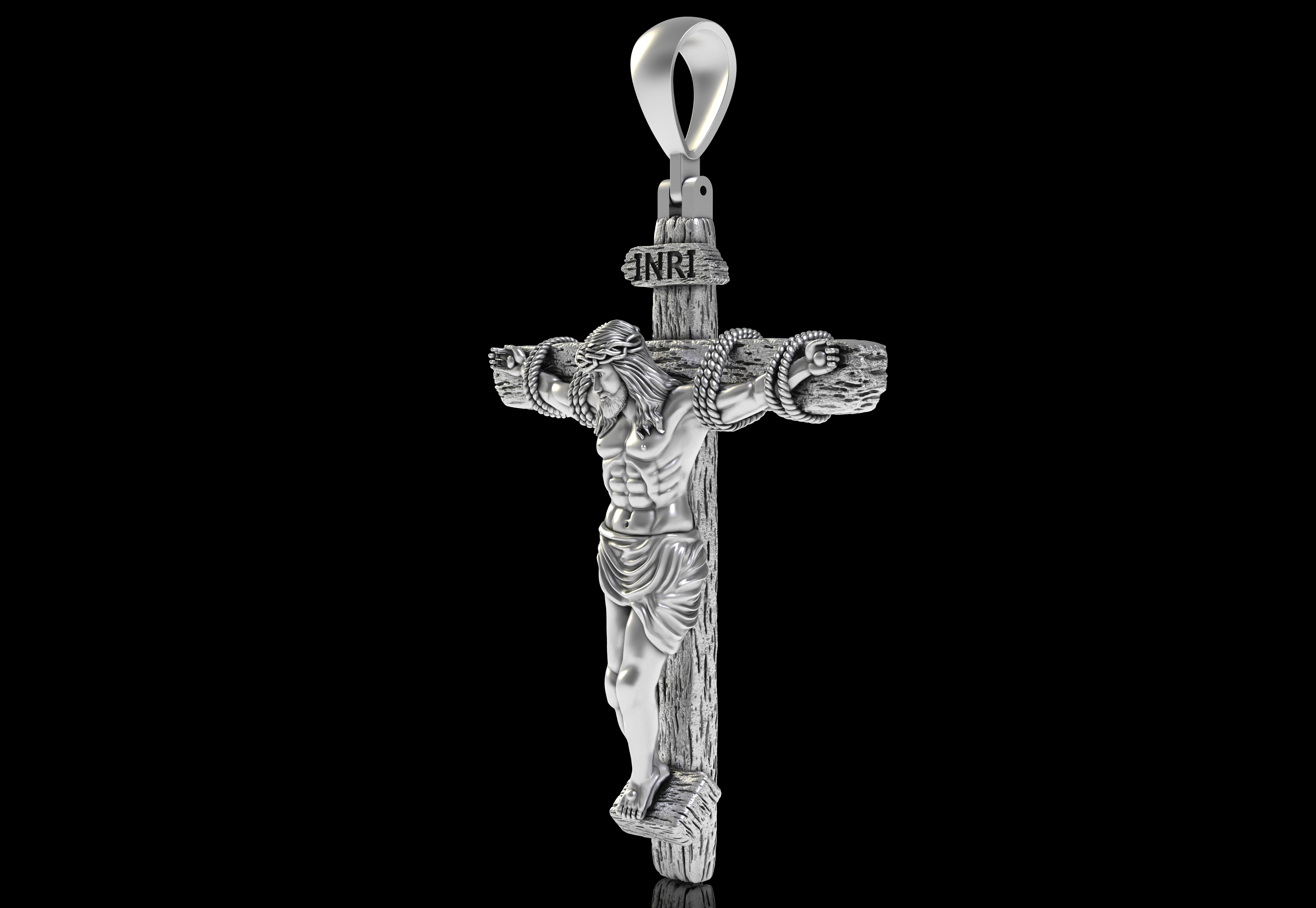 Jesus with Cross Pendant 3D print model_6