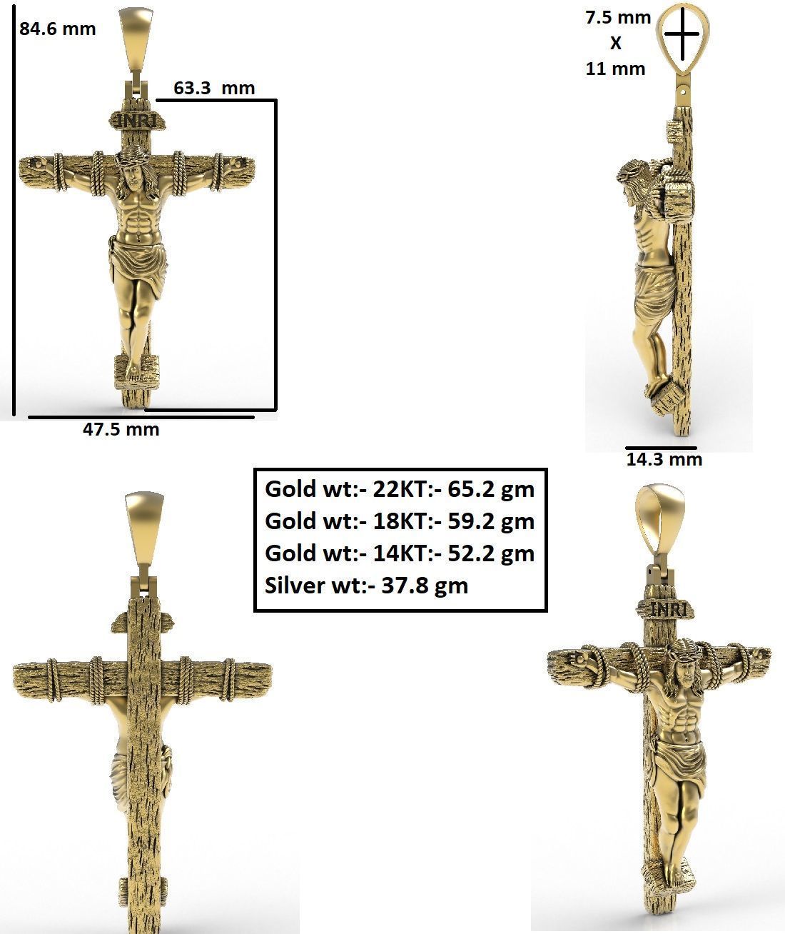 Jesus with Cross Pendant 3D print model_11