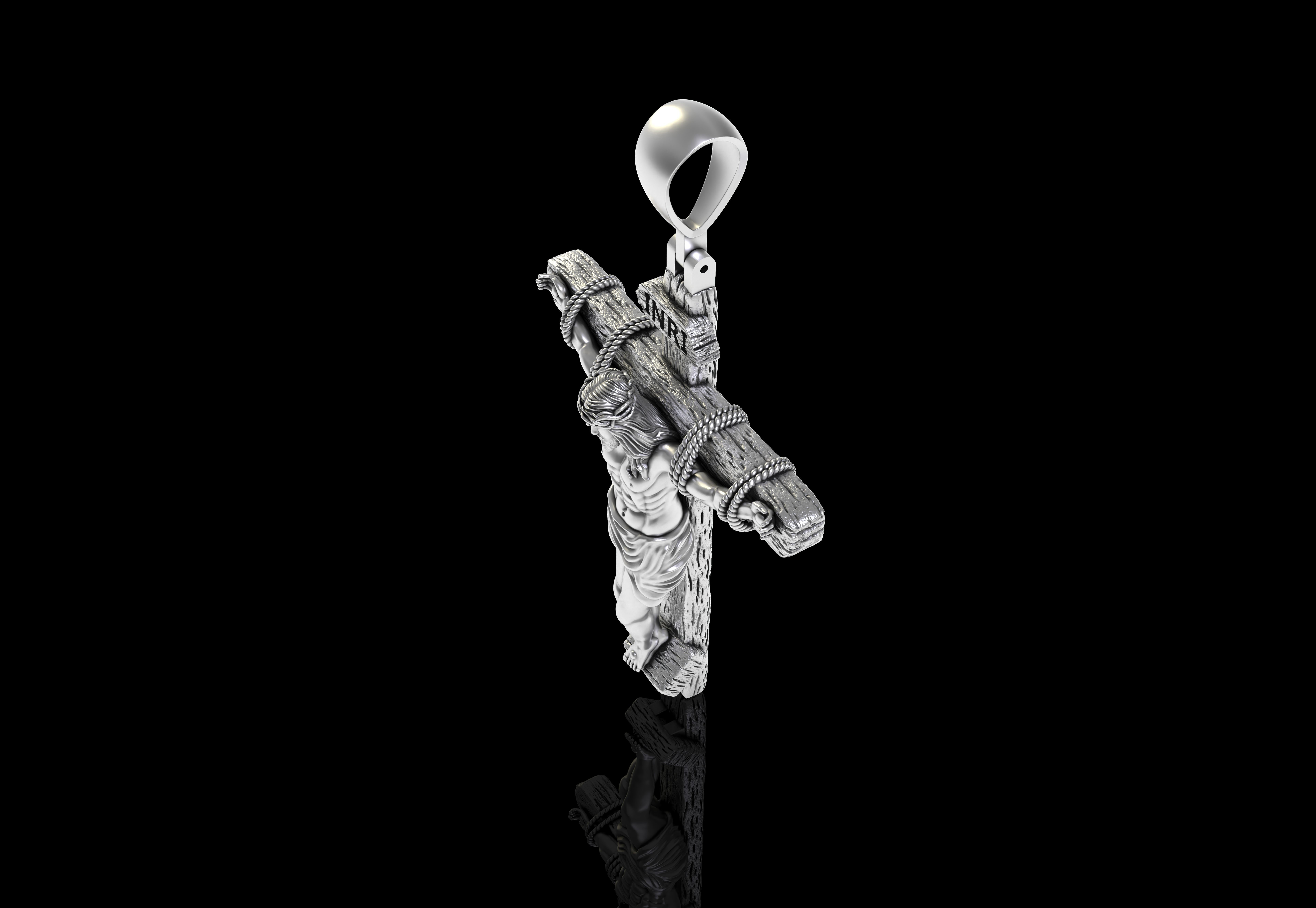 Jesus with Cross Pendant 3D print model_9