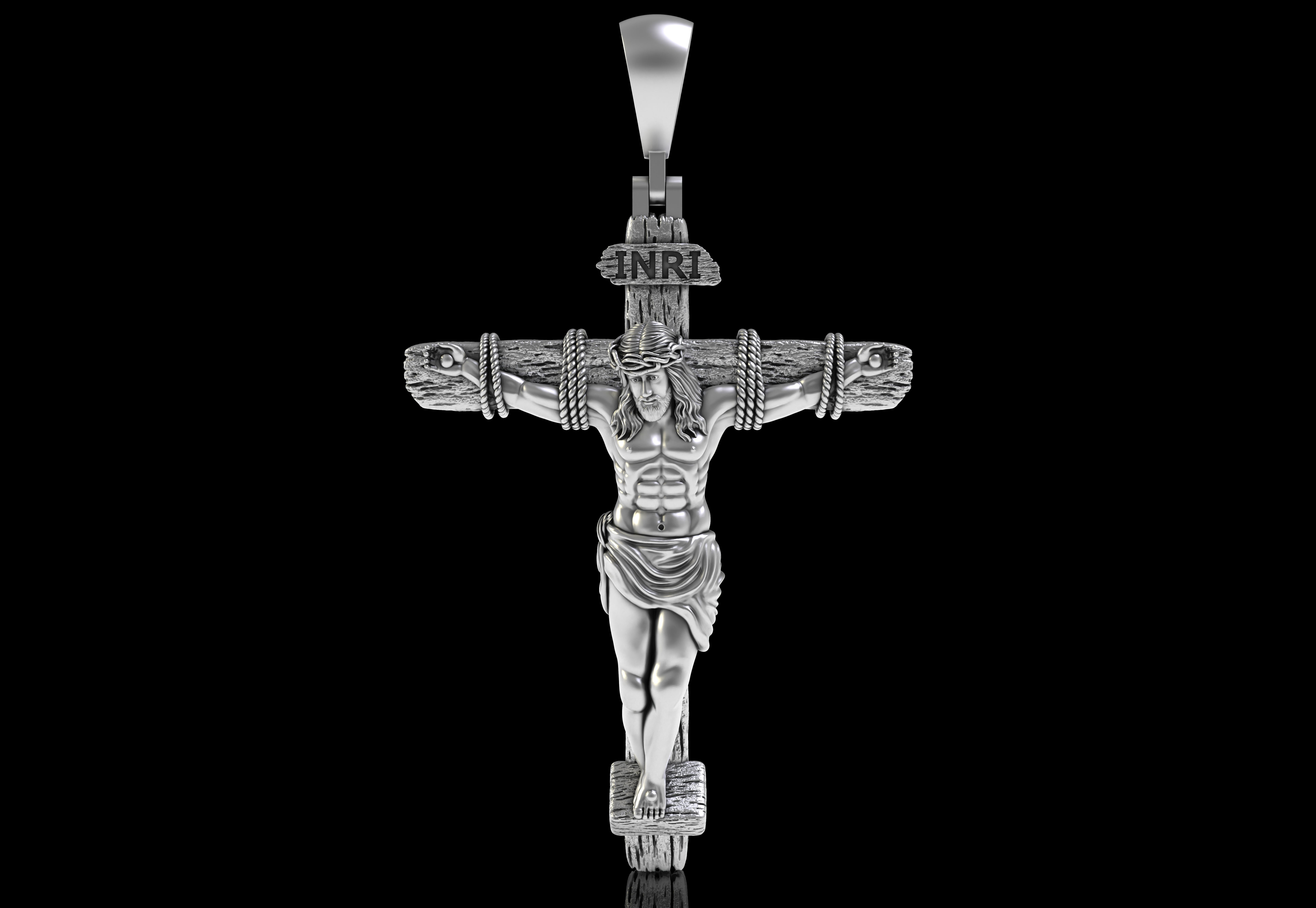 Jesus with Cross Pendant 3D print model_5