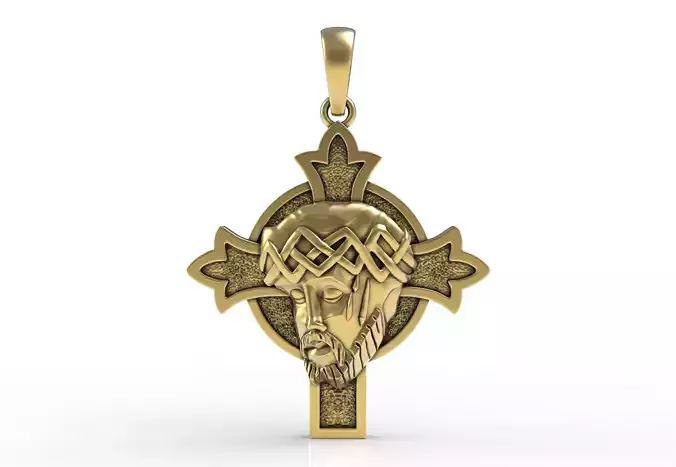 Jesus Face with Cross Pendant