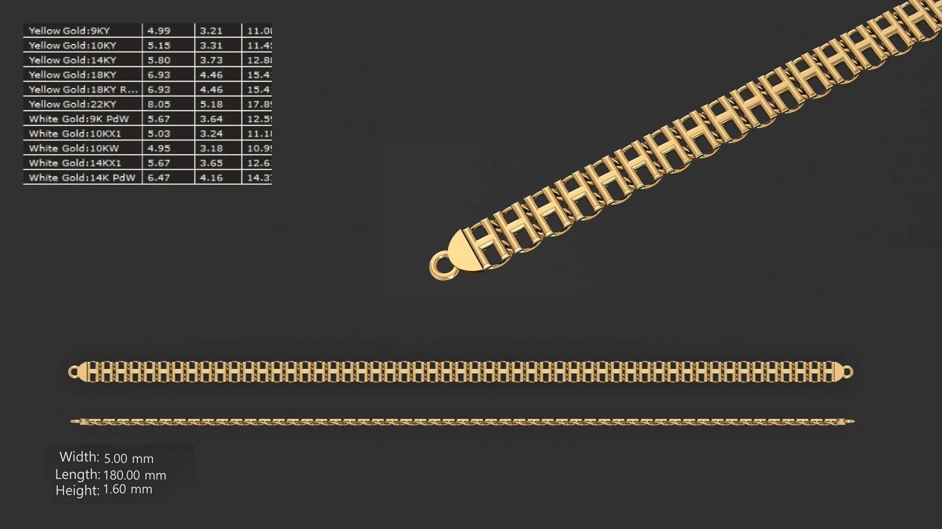 LIGHT WEIGHT LINK CHAIN BRACELT - 90 PIECES READY FOR PRINT 3D print model_72