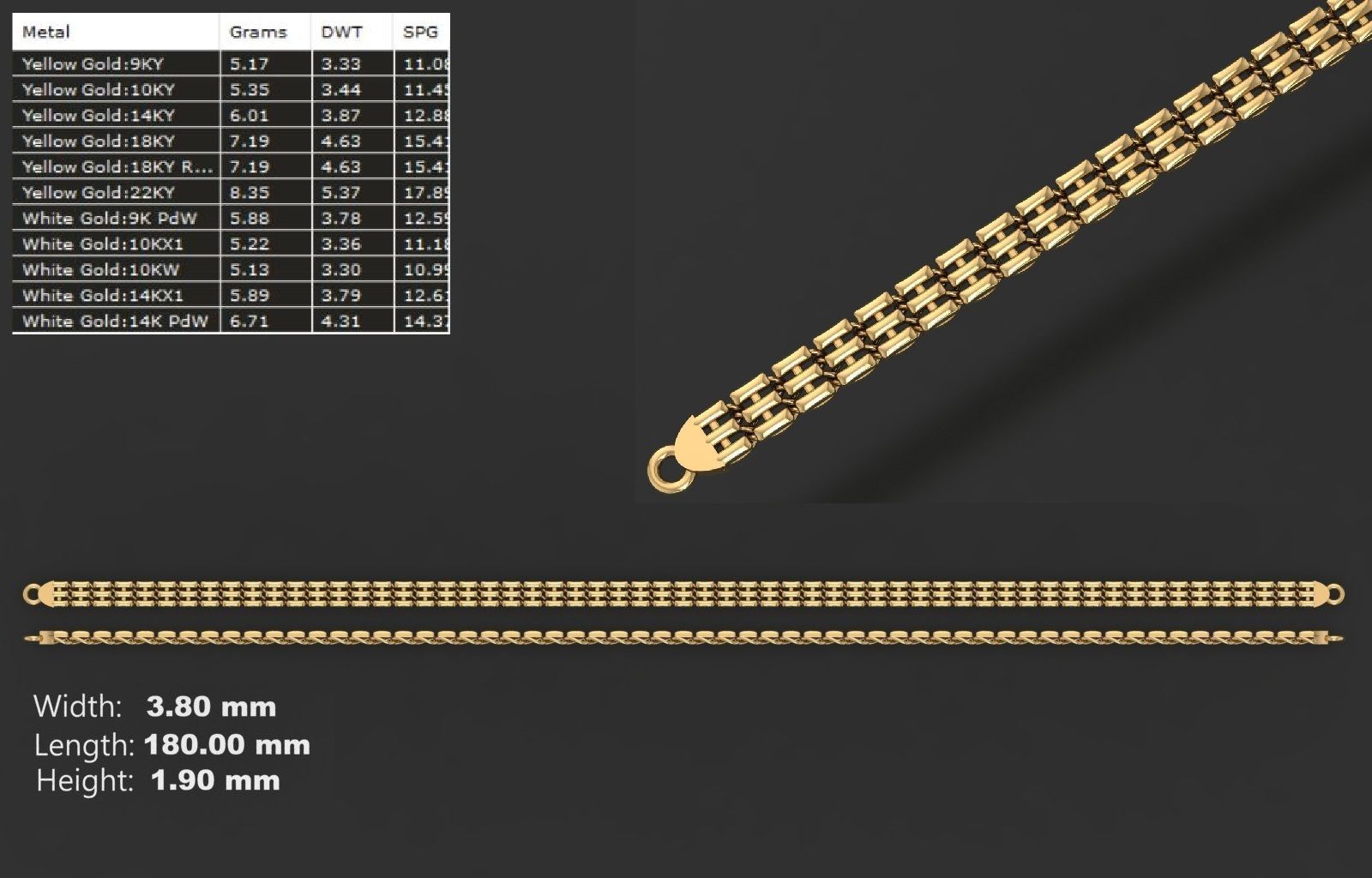 LIGHT WEIGHT LINK CHAIN BRACELT - 90 PIECES READY FOR PRINT 3D print model_79