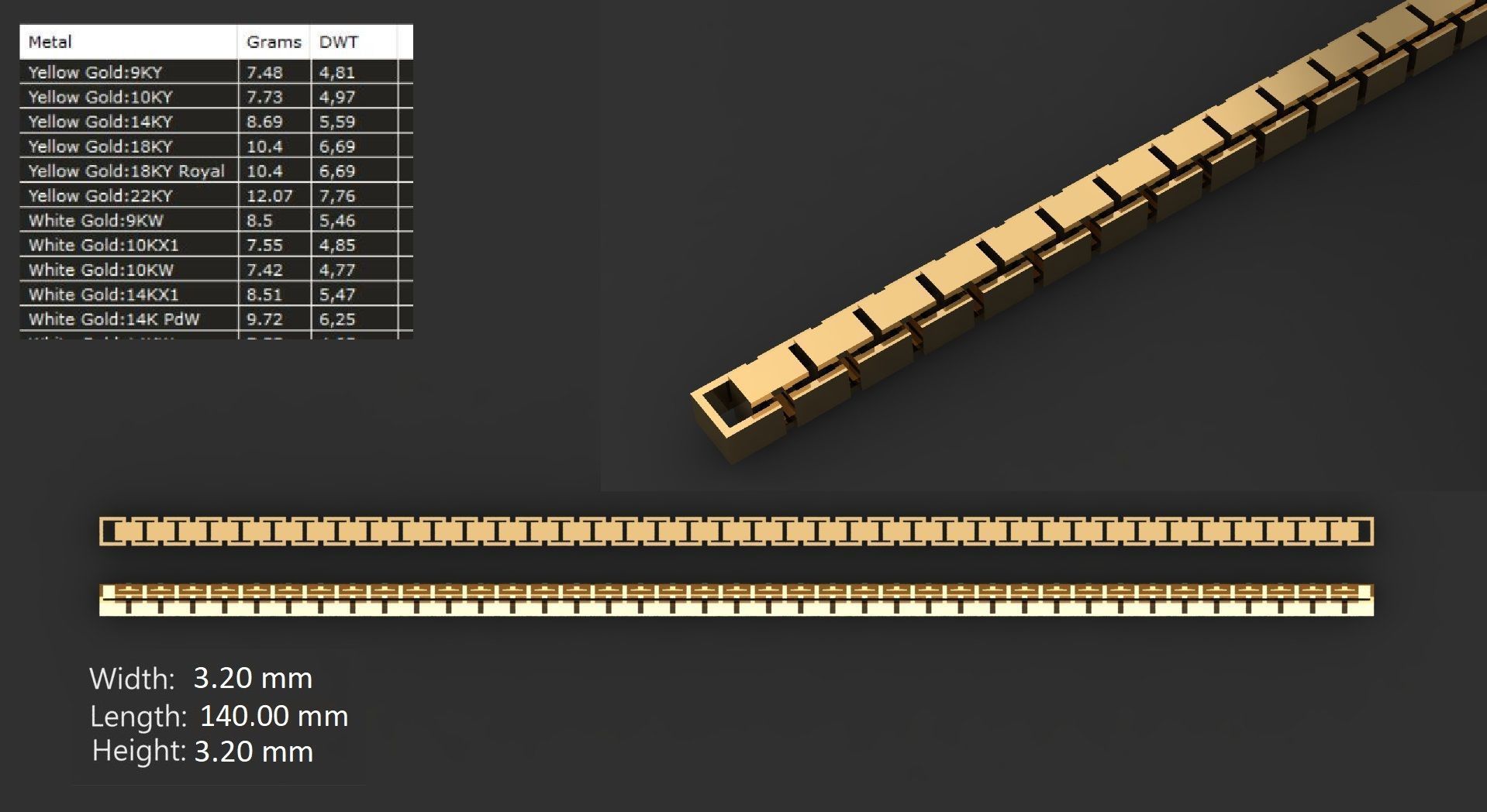 LIGHT WEIGHT LINK CHAIN BRACELT - 90 PIECES READY FOR PRINT 3D print model_64