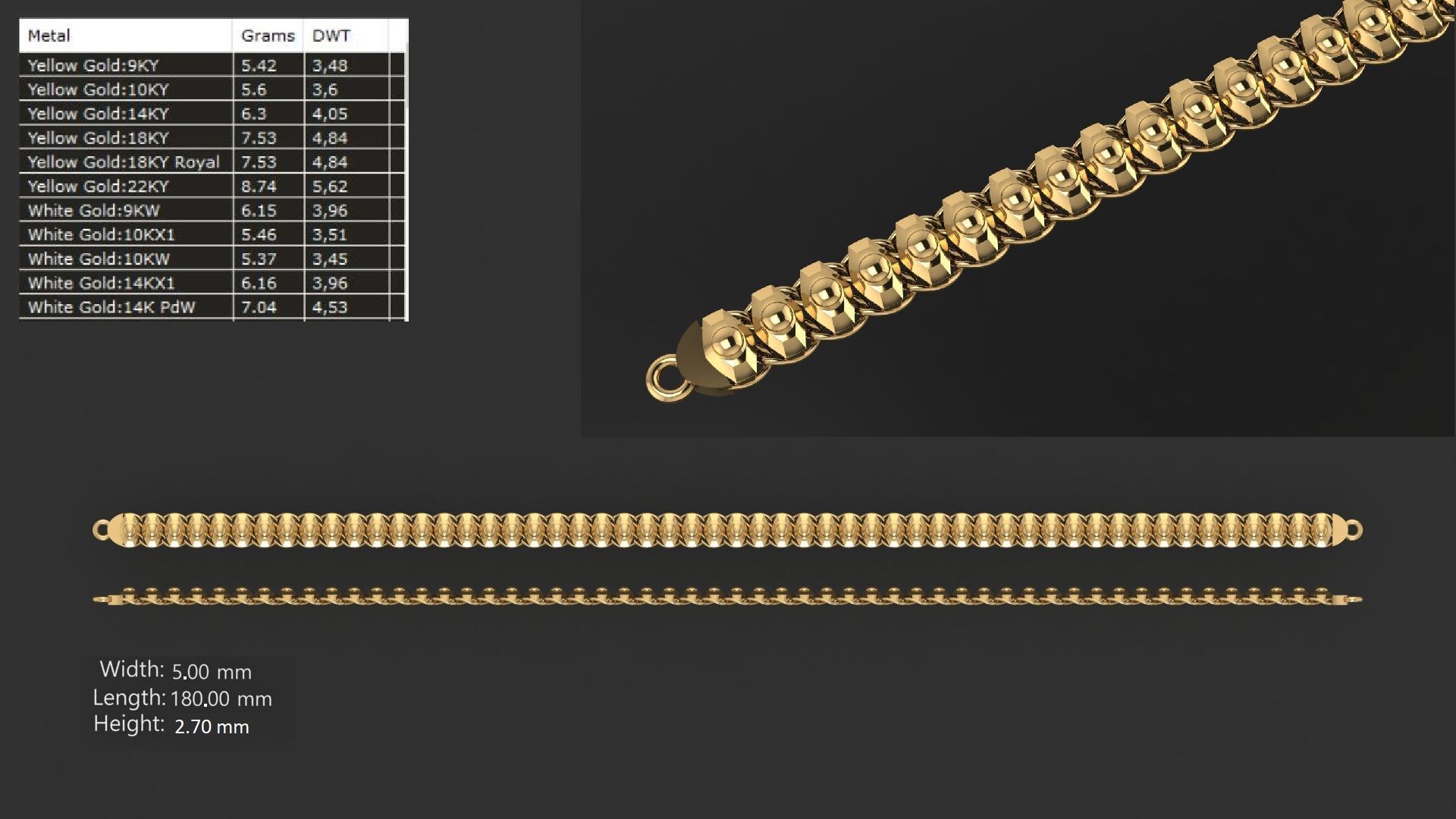 LIGHT WEIGHT LINK CHAIN BRACELT - 90 PIECES READY FOR PRINT 3D print model_83