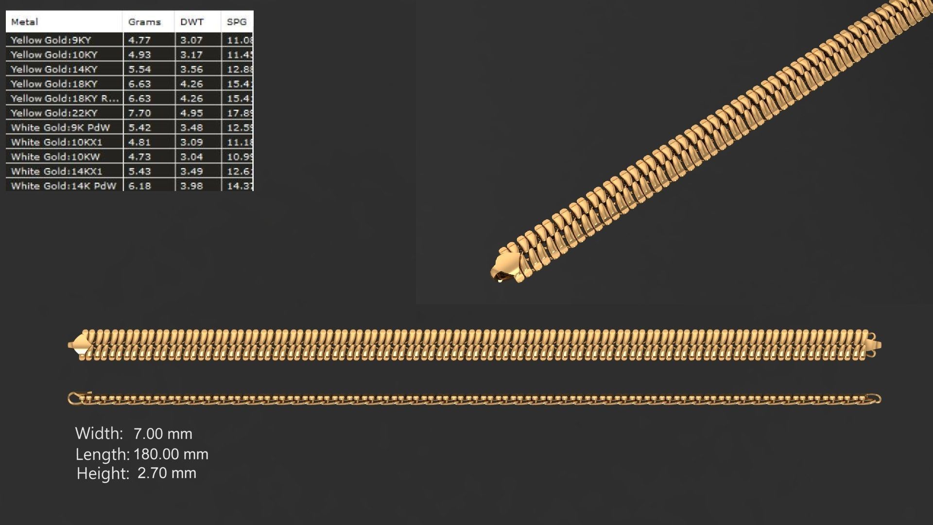 LIGHT WEIGHT LINK CHAIN BRACELT - 90 PIECES READY FOR PRINT 3D print model_18