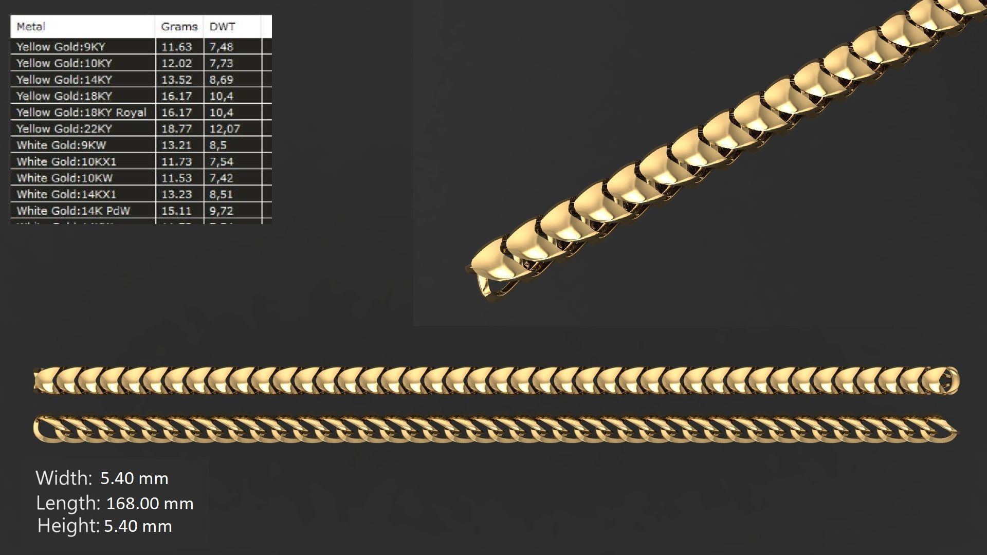 LIGHT WEIGHT LINK CHAIN BRACELT - 90 PIECES READY FOR PRINT 3D print model_25