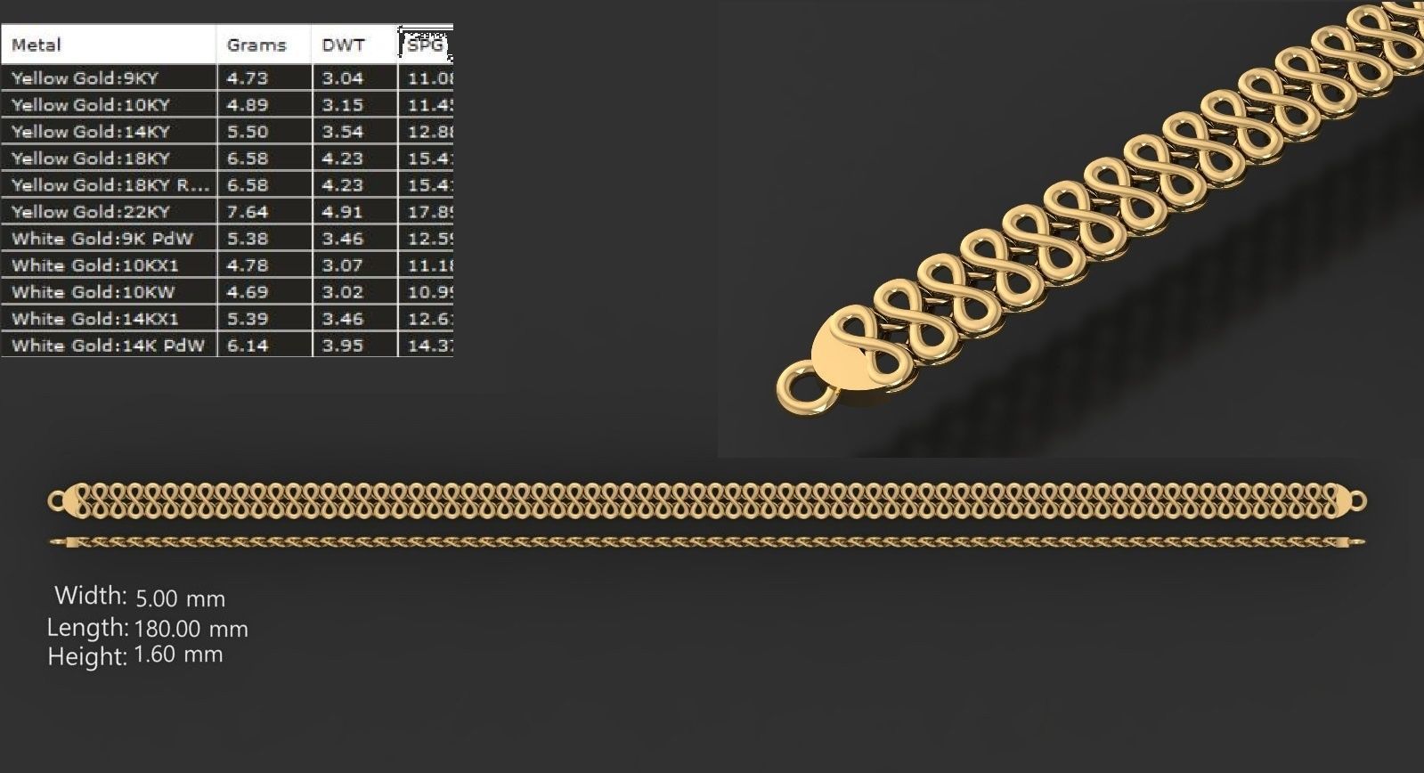 LIGHT WEIGHT LINK CHAIN BRACELT - 90 PIECES READY FOR PRINT 3D print model_80