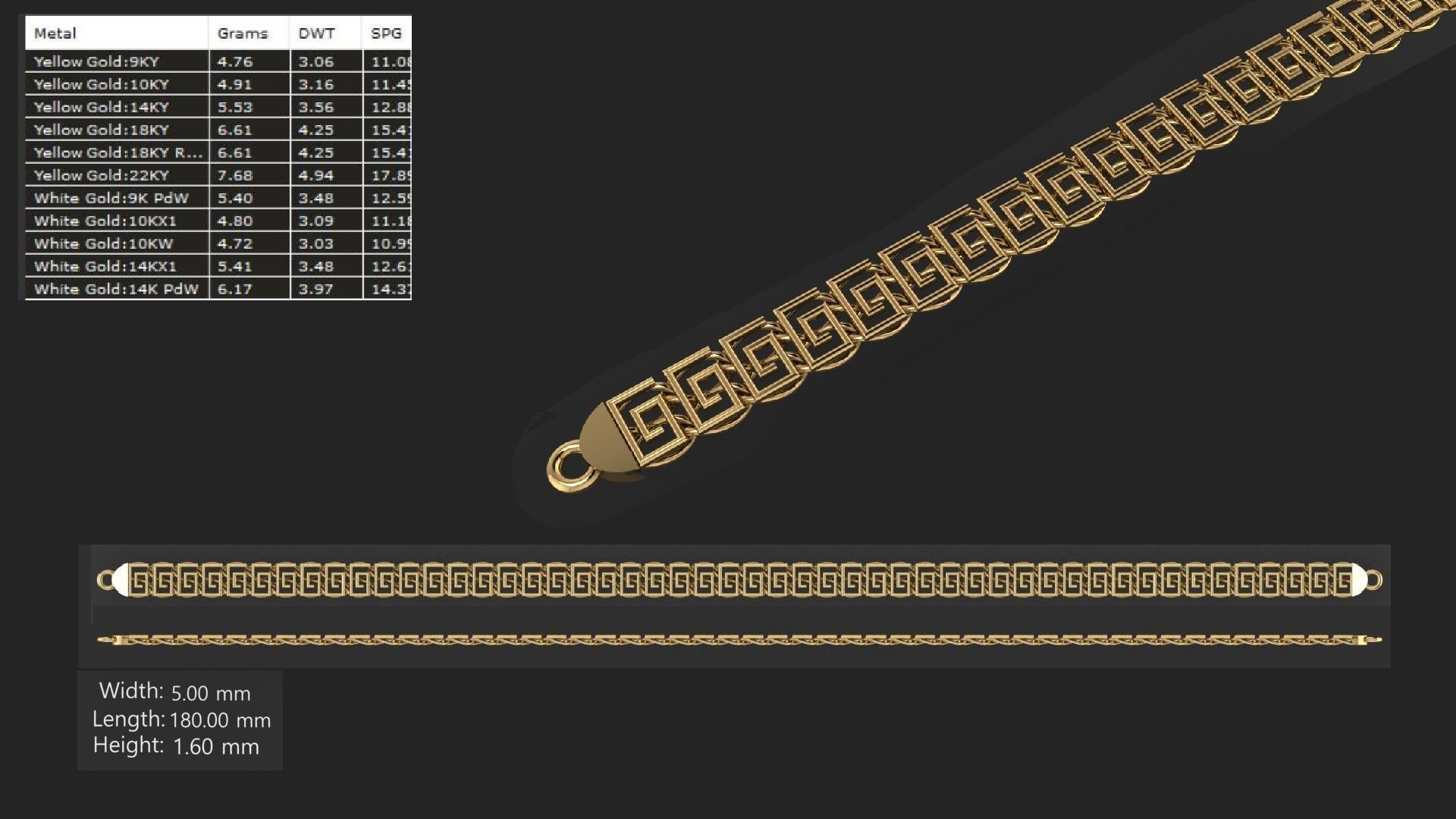 LIGHT WEIGHT LINK CHAIN BRACELT - 90 PIECES READY FOR PRINT 3D print model_74