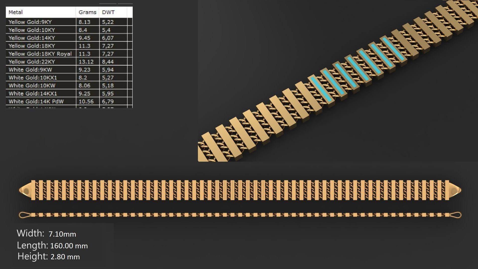 LIGHT WEIGHT LINK CHAIN BRACELT - 90 PIECES READY FOR PRINT 3D print model_46