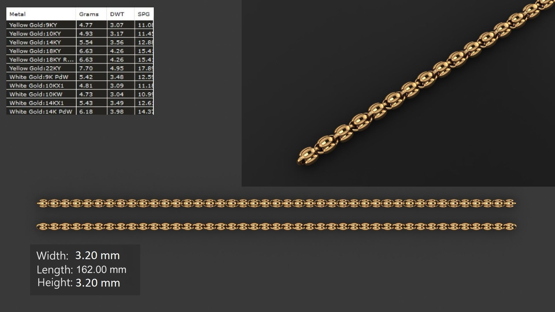LIGHT WEIGHT LINK CHAIN BRACELT - 90 PIECES READY FOR PRINT 3D print model_55