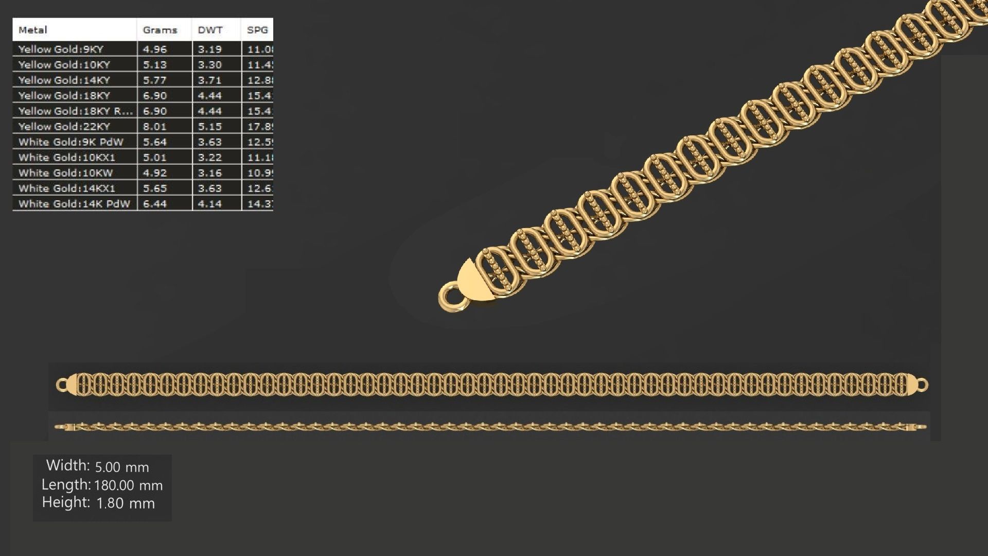 LIGHT WEIGHT LINK CHAIN BRACELT - 90 PIECES READY FOR PRINT 3D print model_78
