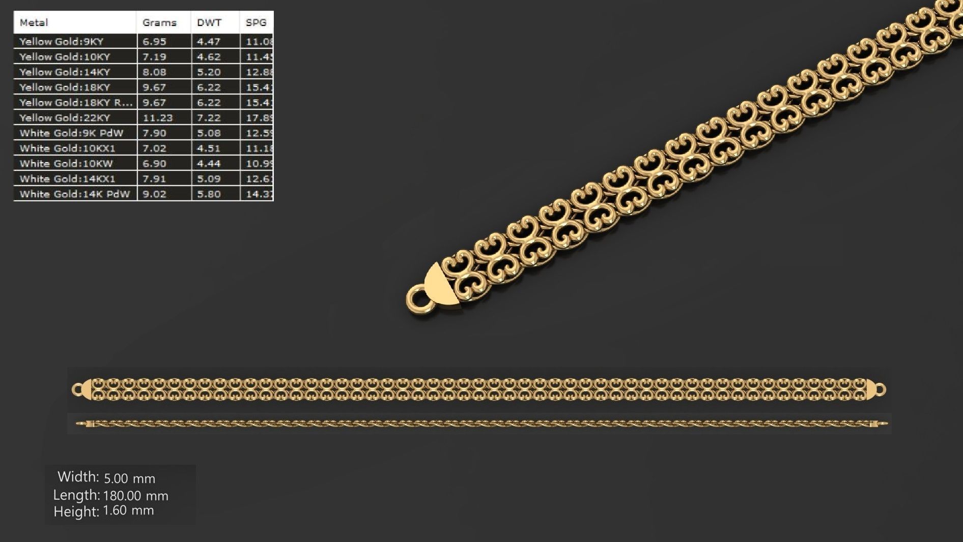 LIGHT WEIGHT LINK CHAIN BRACELT - 90 PIECES READY FOR PRINT 3D print model_81