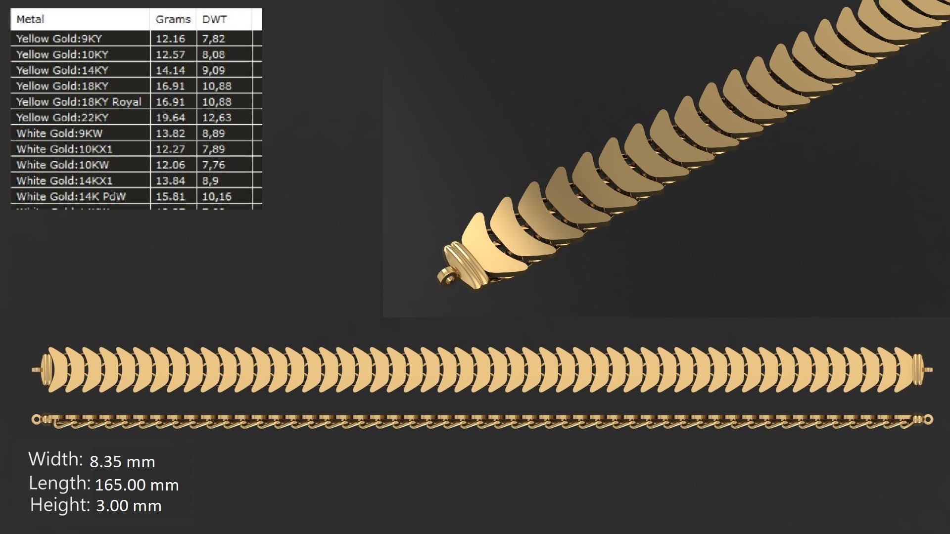 LIGHT WEIGHT LINK CHAIN BRACELT - 90 PIECES READY FOR PRINT 3D print model_11