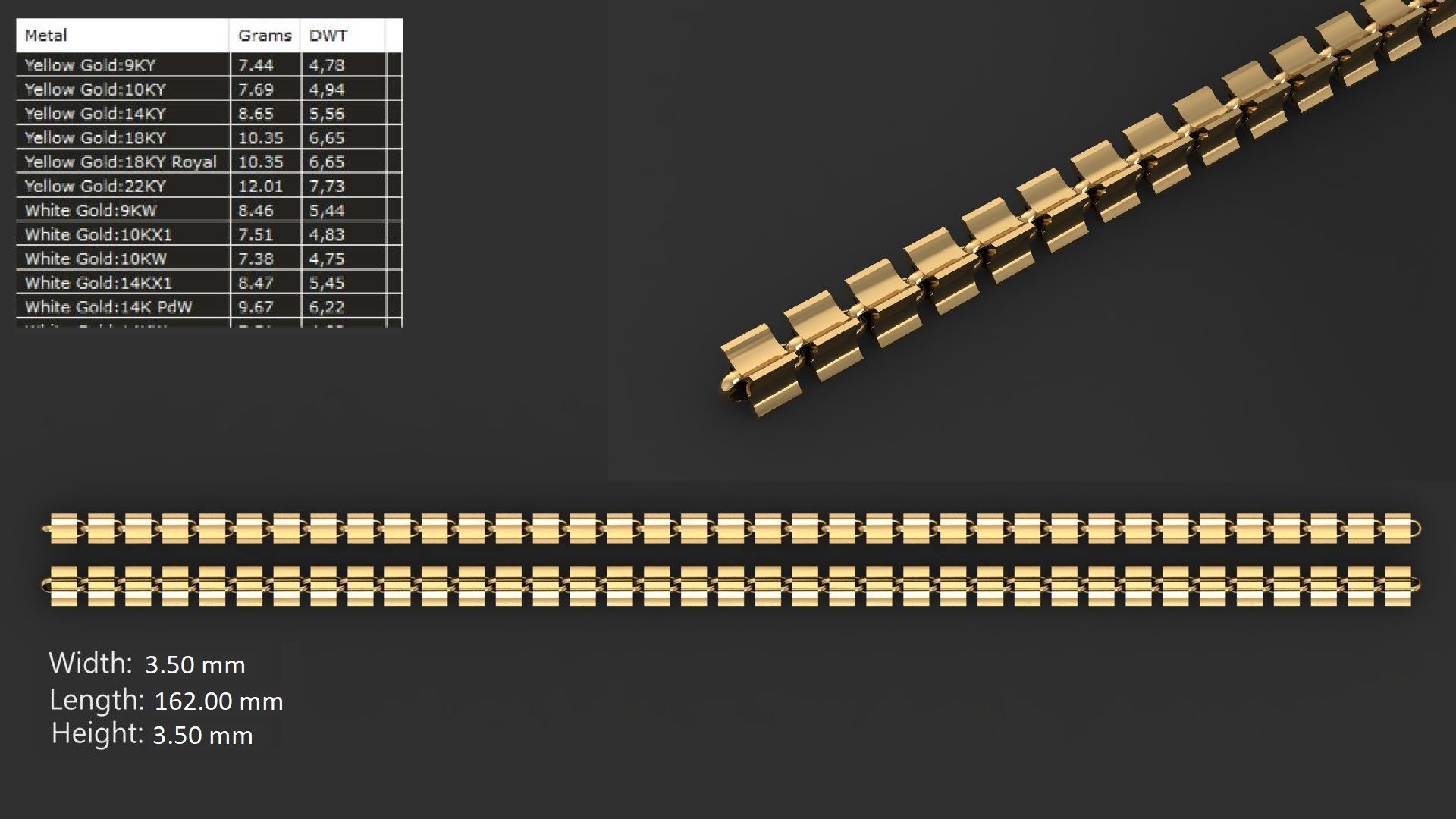 LIGHT WEIGHT LINK CHAIN BRACELT - 90 PIECES READY FOR PRINT 3D print model_57