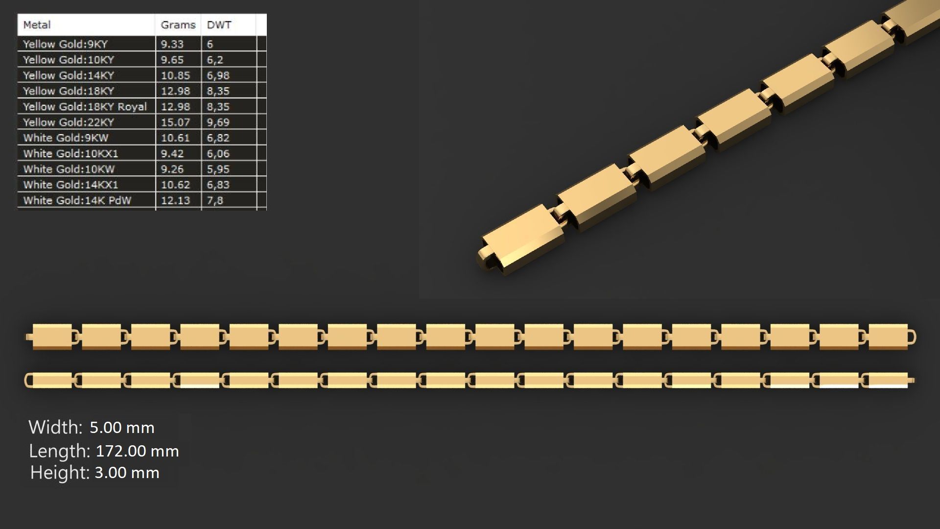 LIGHT WEIGHT LINK CHAIN BRACELT - 90 PIECES READY FOR PRINT 3D print model_61