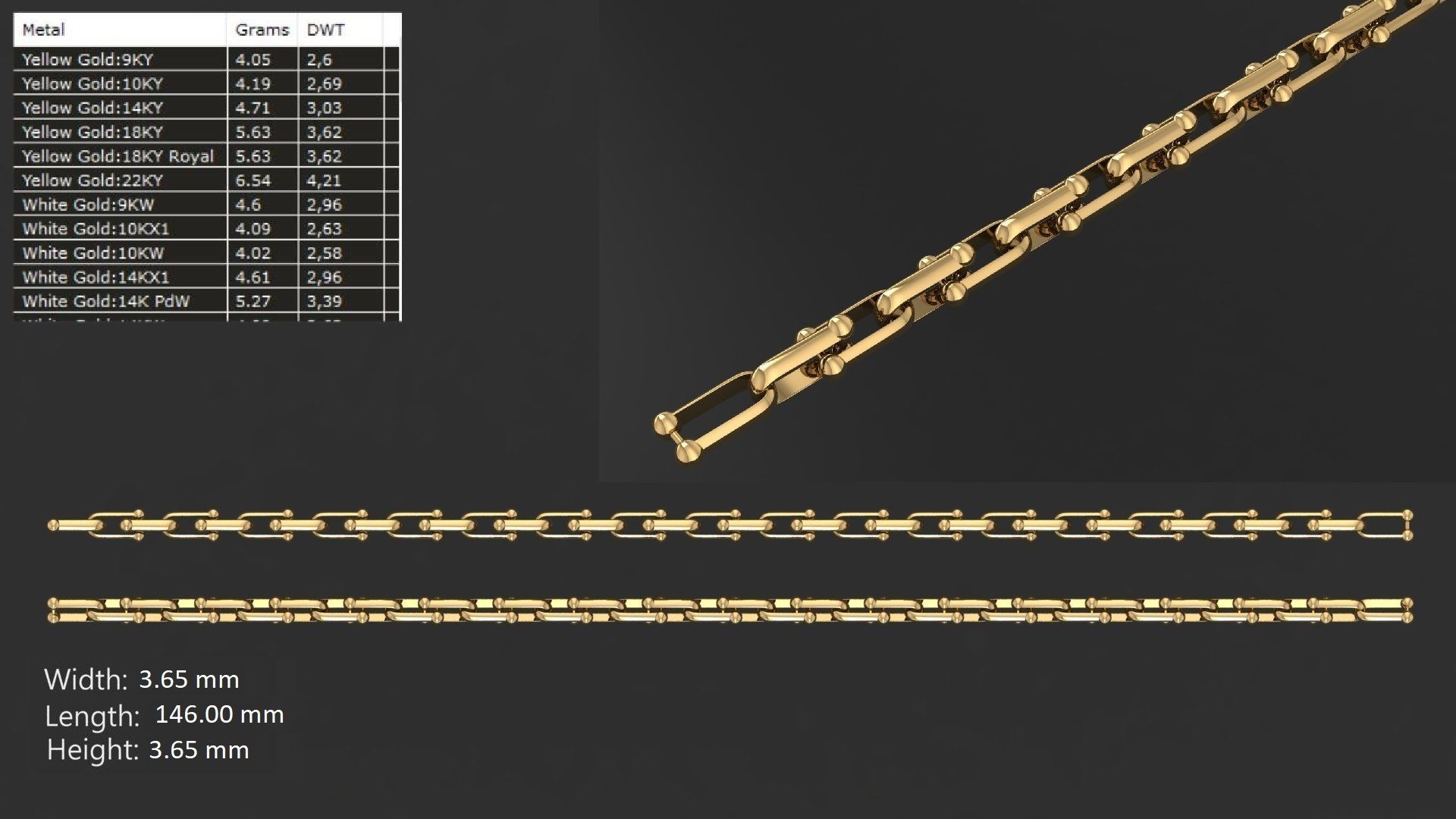 LIGHT WEIGHT LINK CHAIN BRACELT - 90 PIECES READY FOR PRINT 3D print model_23