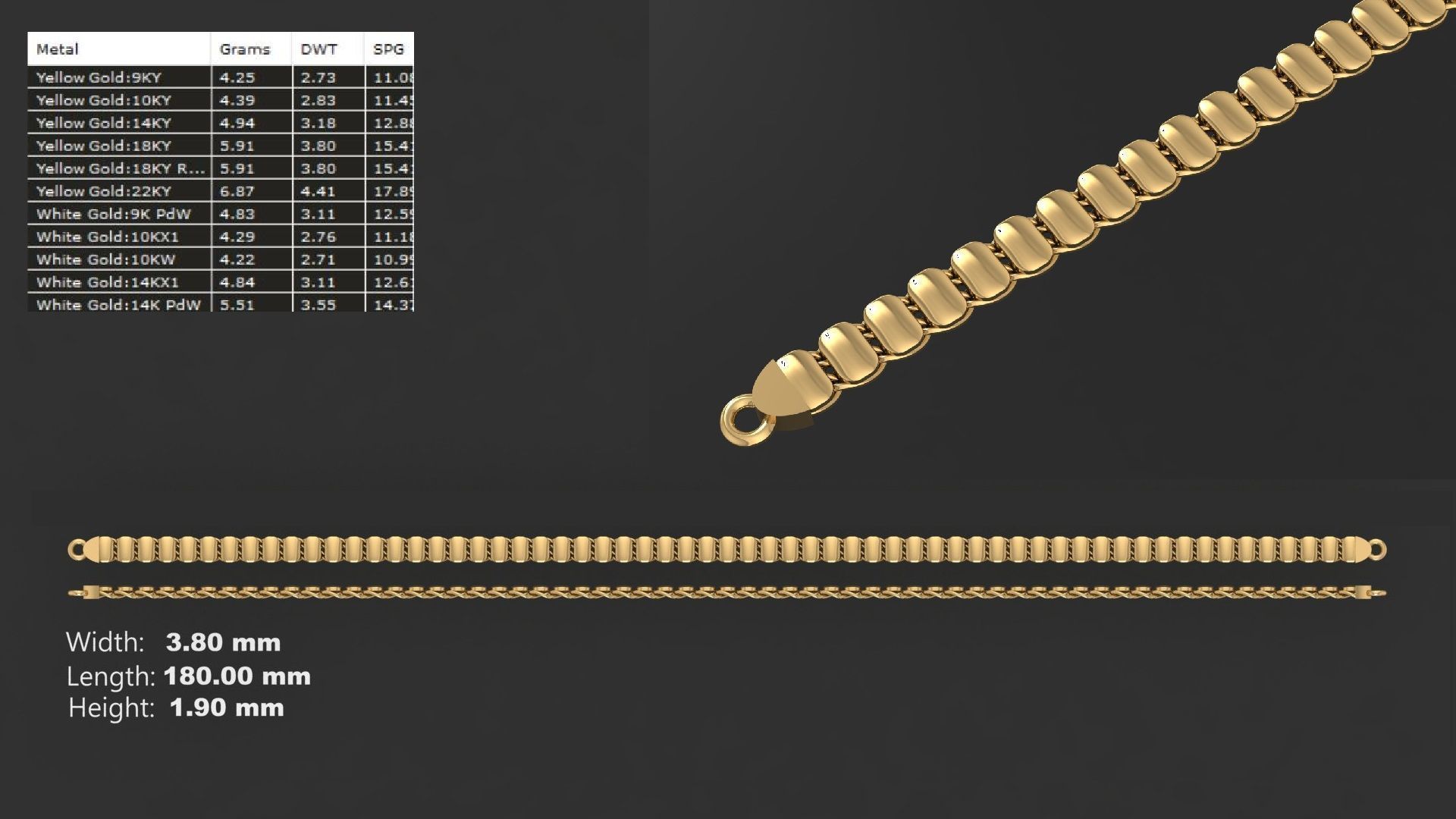 LIGHT WEIGHT LINK CHAIN BRACELT - 90 PIECES READY FOR PRINT 3D print model_75