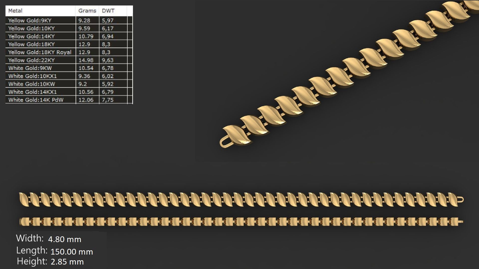 LIGHT WEIGHT LINK CHAIN BRACELT - 90 PIECES READY FOR PRINT 3D print model_70