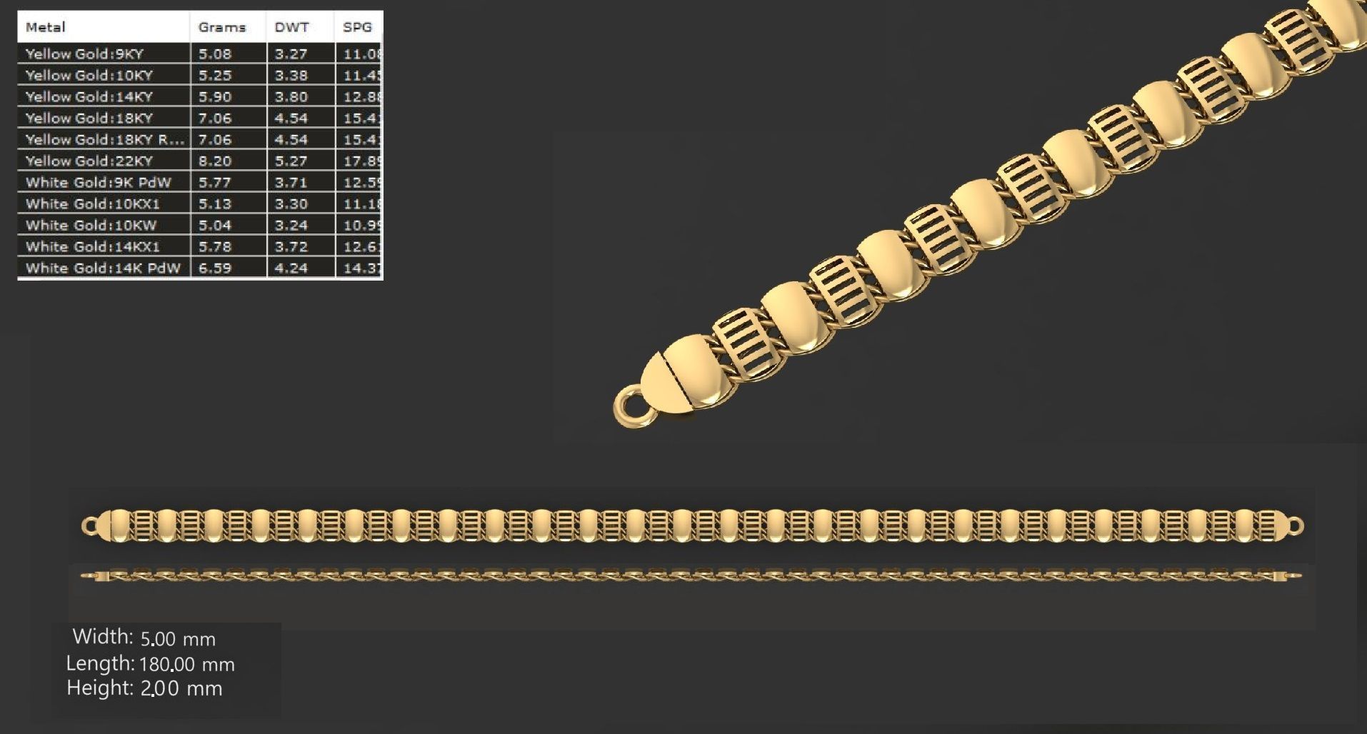 LIGHT WEIGHT LINK CHAIN BRACELT - 90 PIECES READY FOR PRINT 3D print model_77