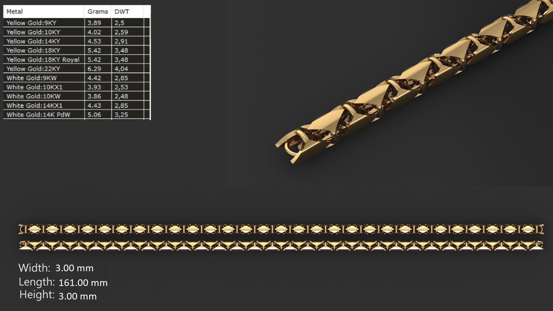 LIGHT WEIGHT LINK CHAIN BRACELT - 90 PIECES READY FOR PRINT 3D print model_20