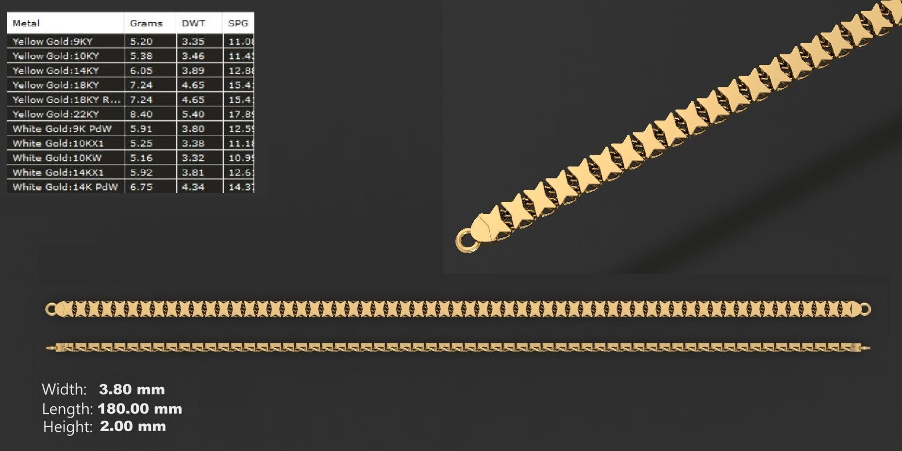 LIGHT WEIGHT LINK CHAIN BRACELT - 90 PIECES READY FOR PRINT 3D print model_71
