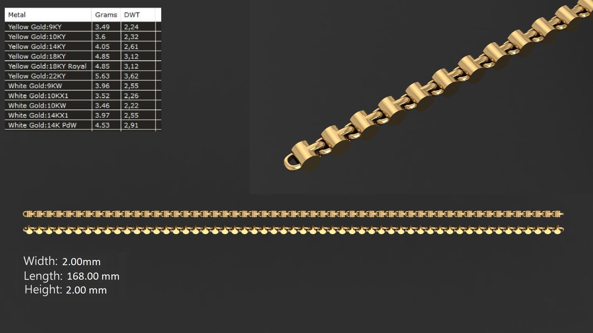 LIGHT WEIGHT LINK CHAIN BRACELT - 90 PIECES READY FOR PRINT 3D print model_59