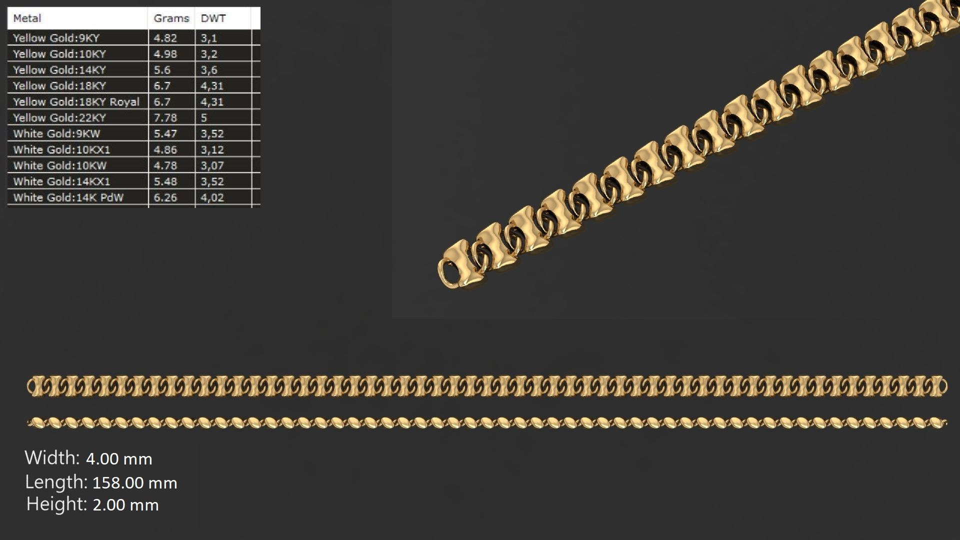 LIGHT WEIGHT LINK CHAIN BRACELT - 90 PIECES READY FOR PRINT 3D print model_26