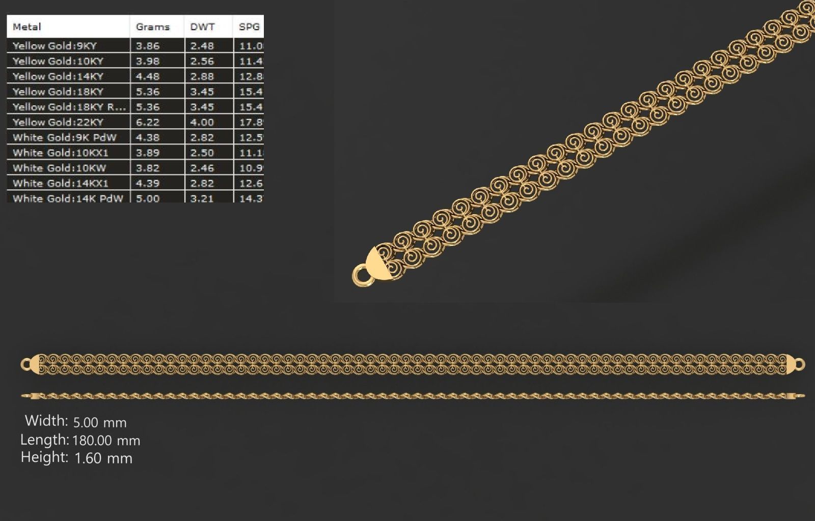 LIGHT WEIGHT LINK CHAIN BRACELT - 90 PIECES READY FOR PRINT 3D print model_76