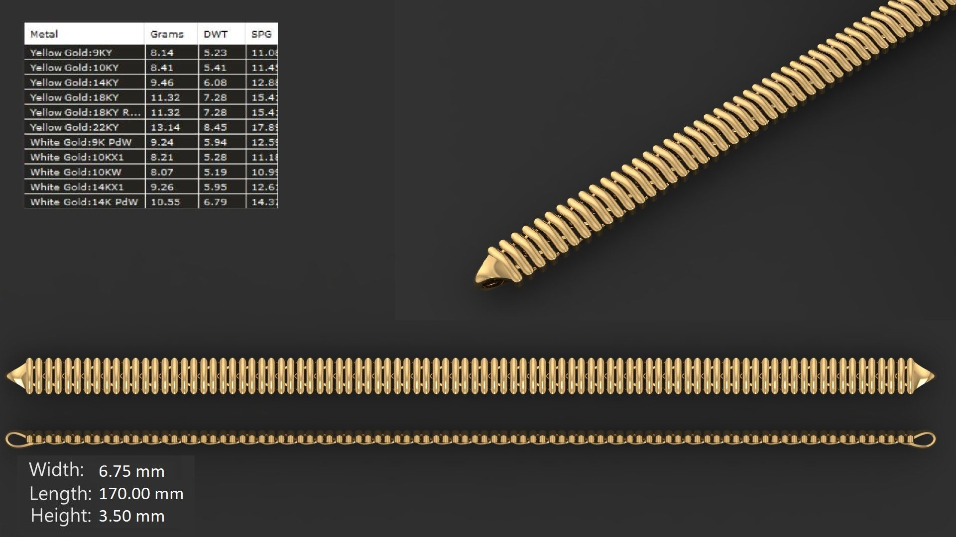 LIGHT WEIGHT LINK CHAIN BRACELT - 90 PIECES READY FOR PRINT 3D print model_6