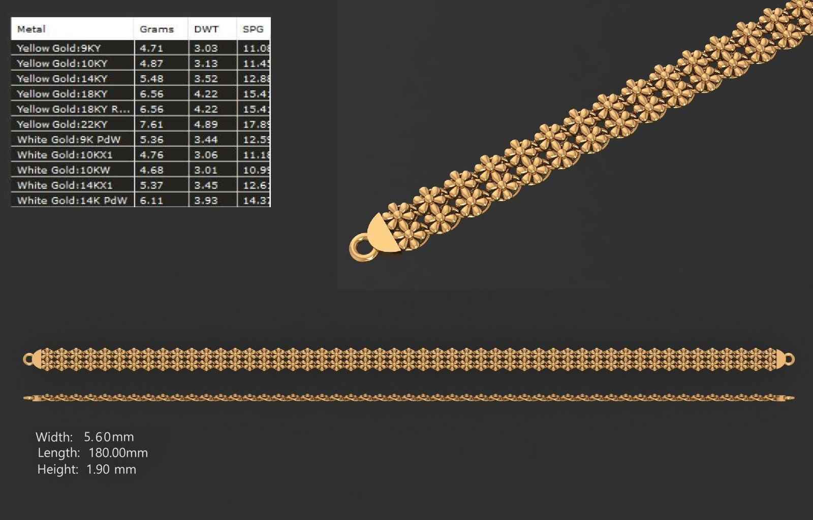 LIGHT WEIGHT LINK CHAIN BRACELT - 90 PIECES READY FOR PRINT 3D print model_73