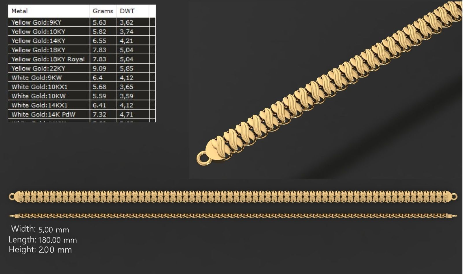 LIGHT WEIGHT LINK CHAIN BRACELT - 90 PIECES READY FOR PRINT 3D print model_87