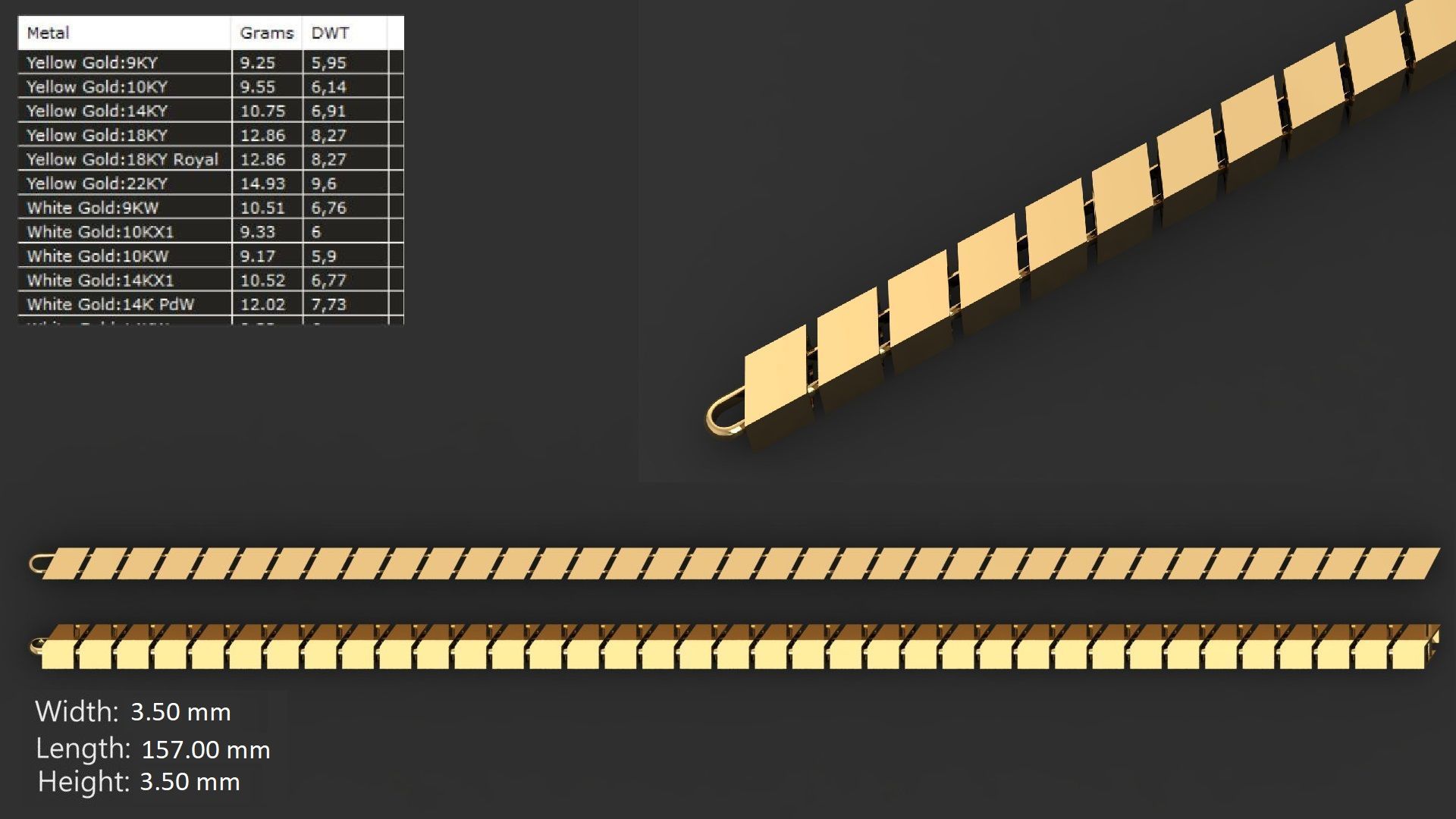 LIGHT WEIGHT LINK CHAIN BRACELT - 90 PIECES READY FOR PRINT 3D print model_58
