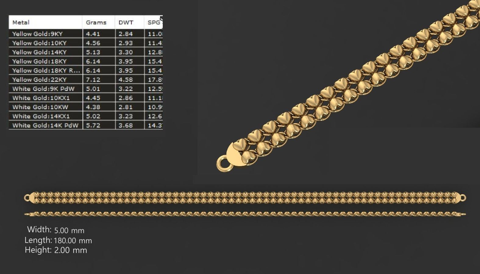 LIGHT WEIGHT LINK CHAIN BRACELT - 90 PIECES READY FOR PRINT 3D print model_89