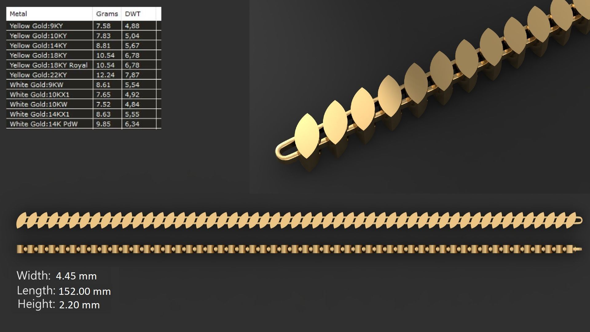 LIGHT WEIGHT LINK CHAIN BRACELT - 90 PIECES READY FOR PRINT 3D print model_56