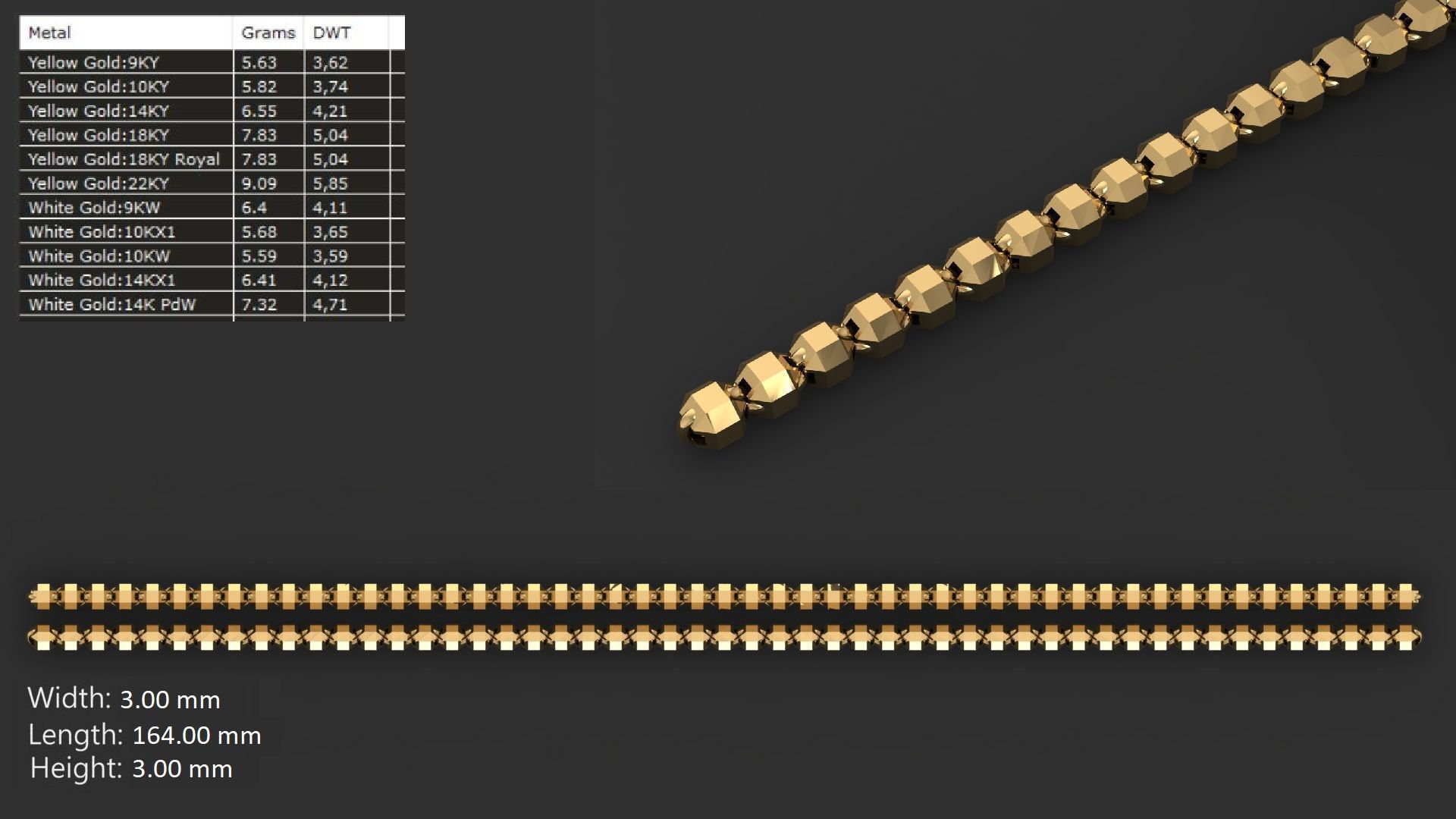 LIGHT WEIGHT LINK CHAIN BRACELT - 90 PIECES READY FOR PRINT 3D print model_69