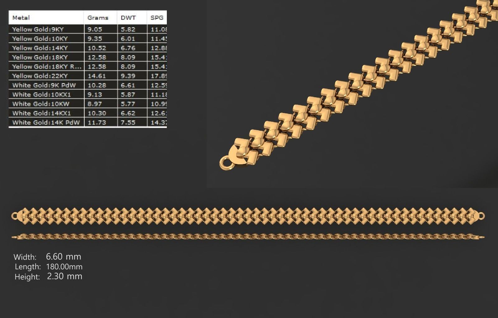 LIGHT WEIGHT LINK CHAIN BRACELT - 90 PIECES READY FOR PRINT 3D print model_86