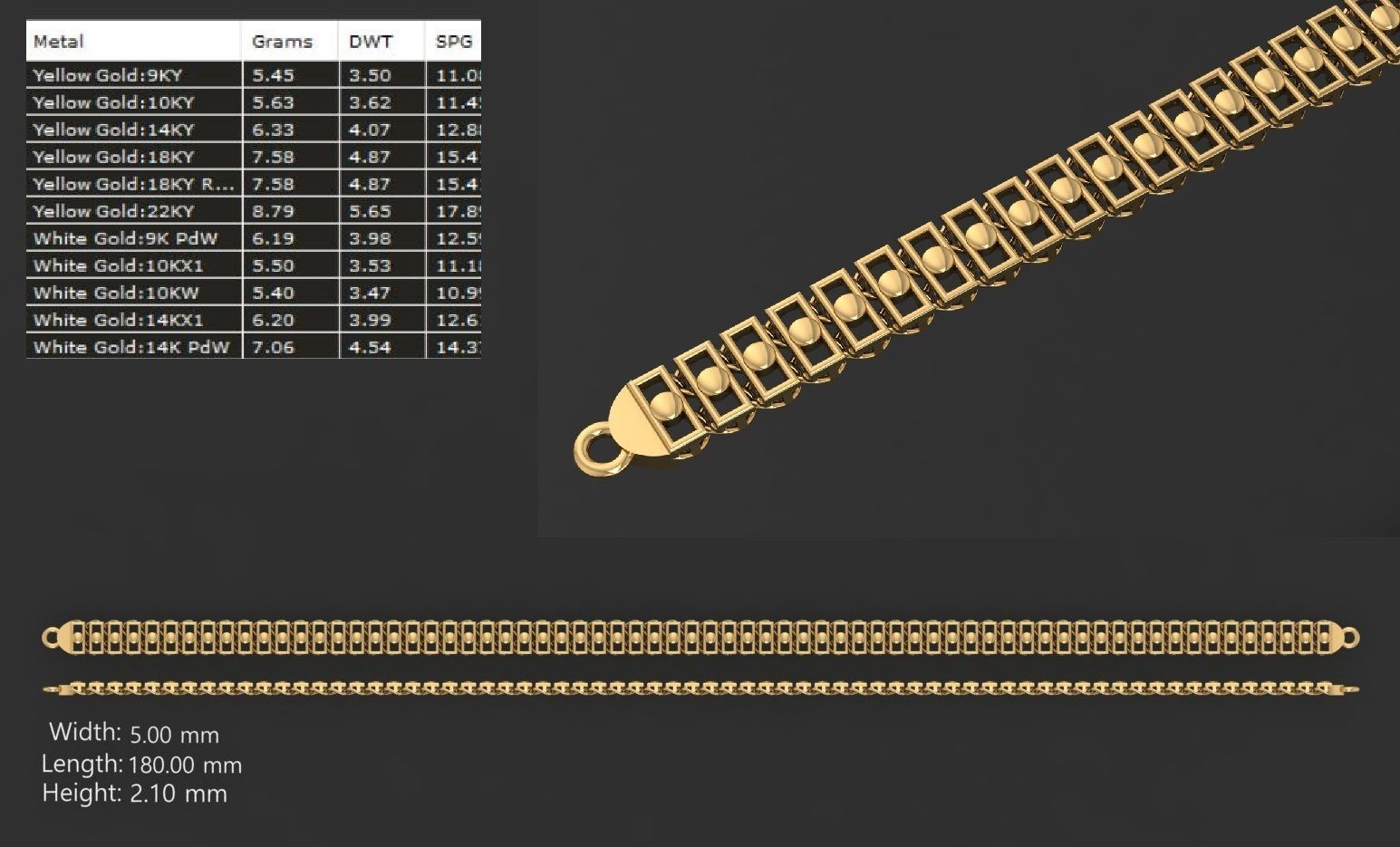 LIGHT WEIGHT LINK CHAIN BRACELT - 90 PIECES READY FOR PRINT 3D print model_82