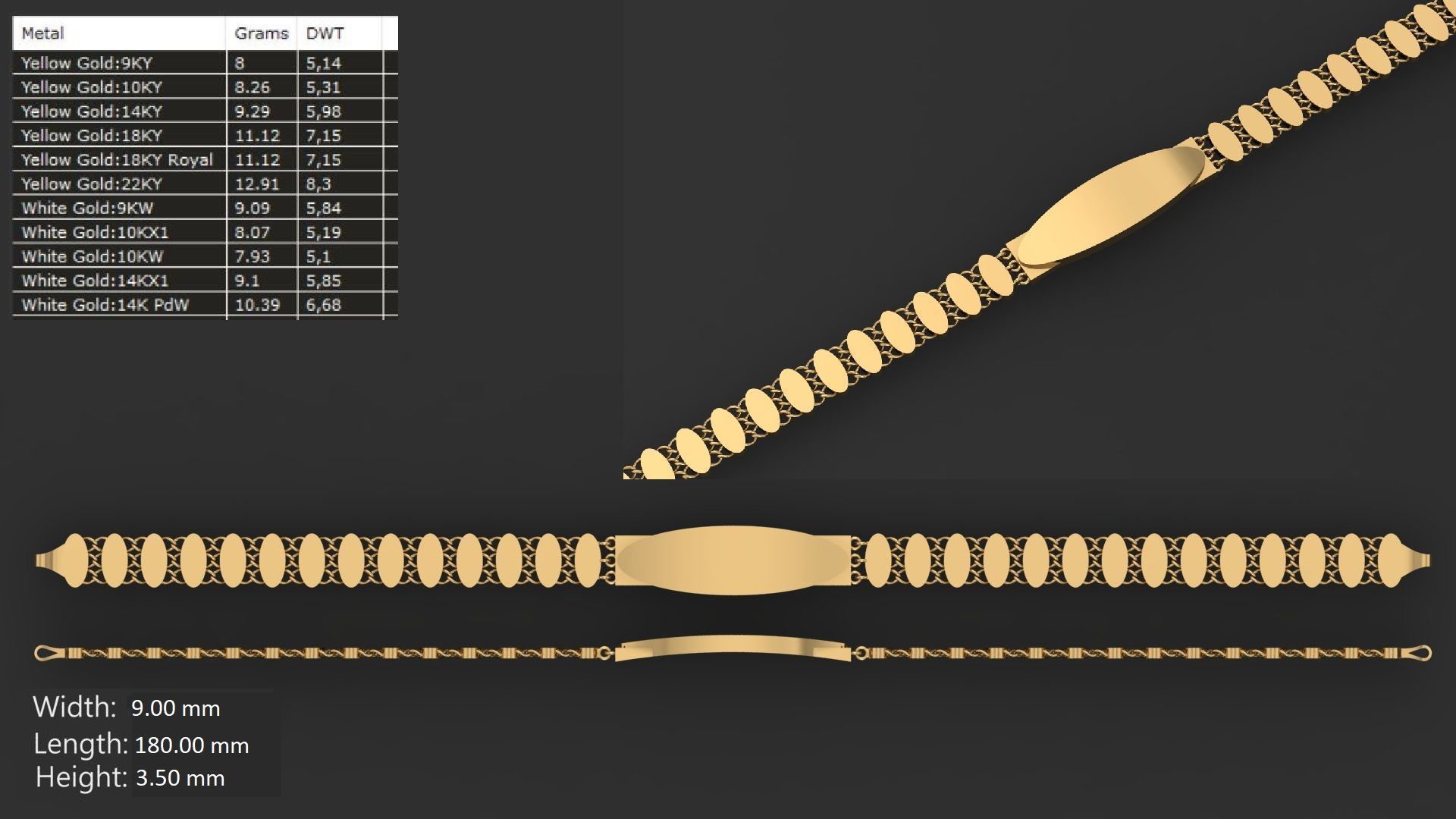 LIGHT WEIGHT LINK CHAIN BRACELT - 90 PIECES READY FOR PRINT 3D print model_9